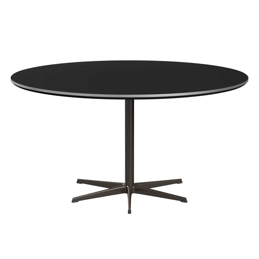 Circular - A826, Dining Table, Ø 145 Cm by Fritz Hansen #Fenix / Black (720)/Brushed metal / Aluminium - Matt/Powder Coated Aluminium / Brown Bronze