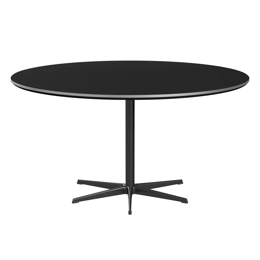 Circular - A826, Dining Table, Ø 145 Cm by Fritz Hansen #Fenix / Black (720)/Brushed metal / Aluminium - Matt/Powder Coated Aluminium / Black