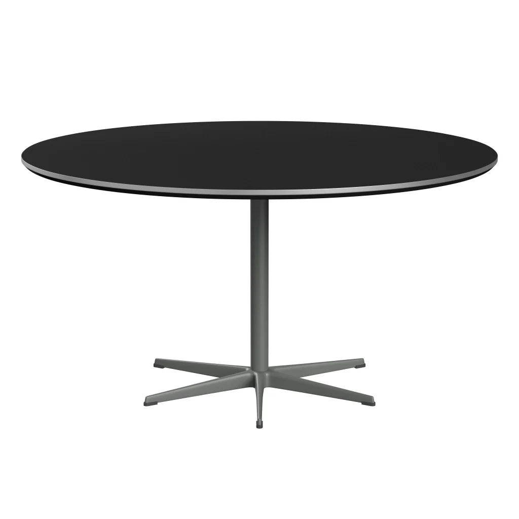 Circular - A826, Dining Table, Ø 145 Cm by Fritz Hansen #Fenix / Black (720)/Brushed metal / Aluminium - Matt/Powder Coated Aluminium / Silver Grey