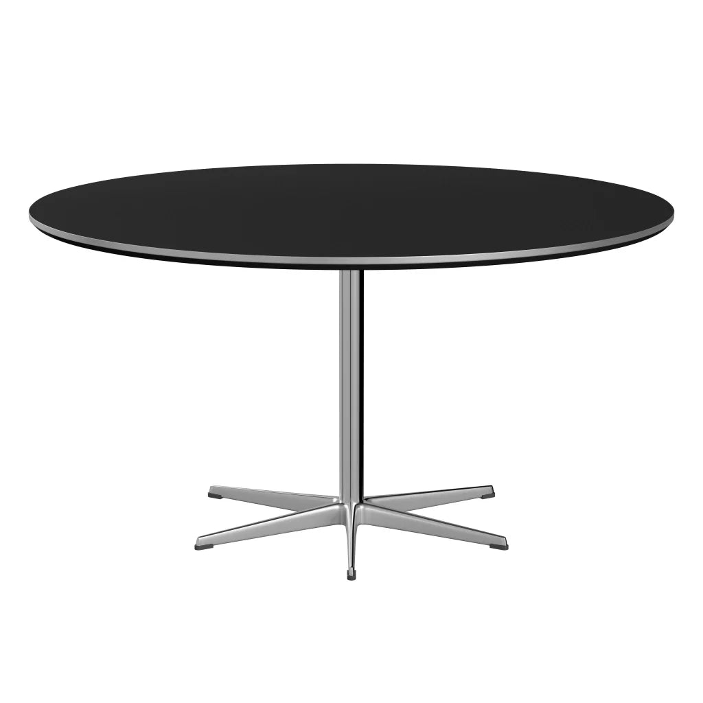 Circular - A826, Dining Table, Ø 145 Cm by Fritz Hansen #Fenix / Black (720)/Brushed metal / Aluminium - Matt/Brushed metal / Aluminium - Matt