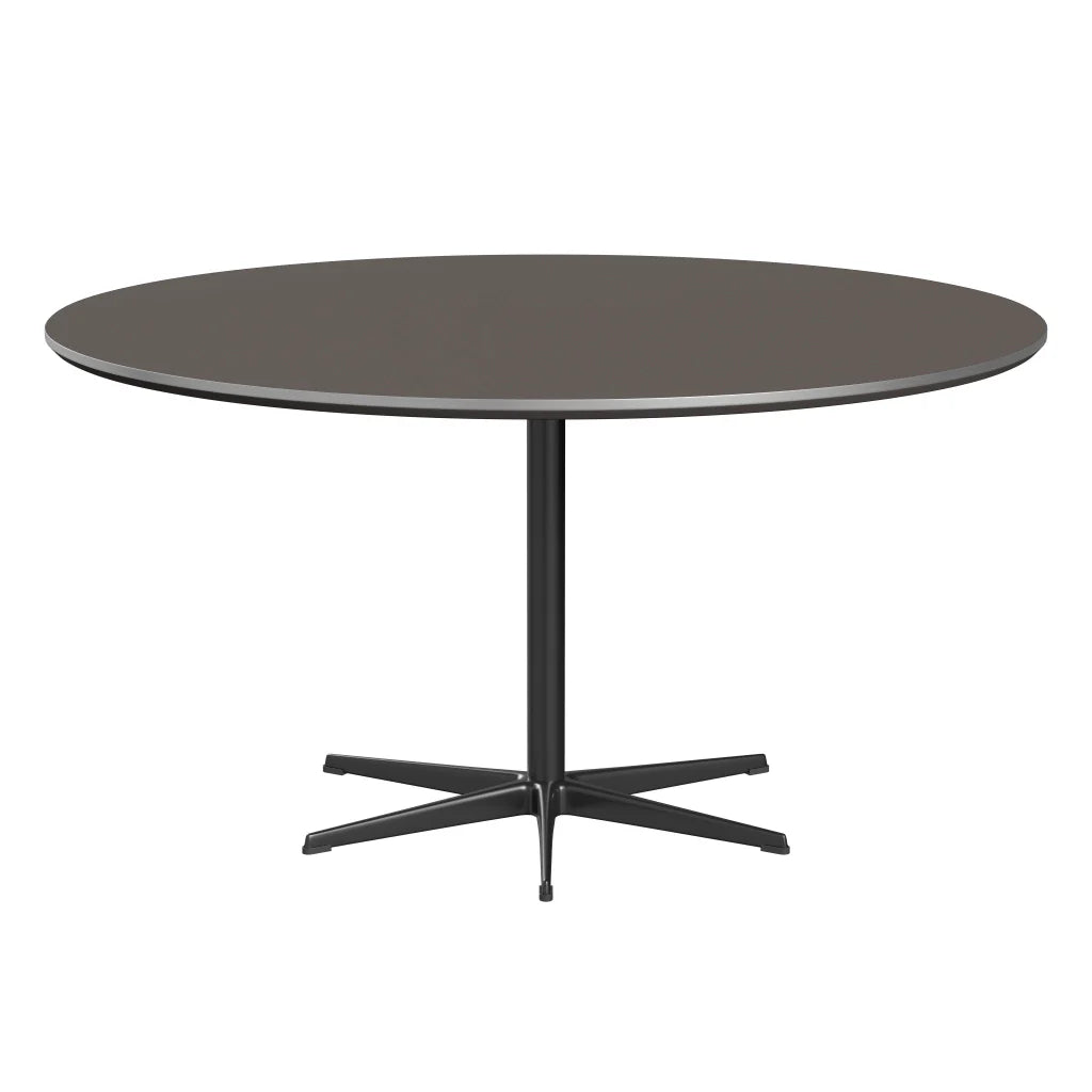 Circular - A826, Dining Table, Ø 145 Cm by Fritz Hansen #Fenix / Grey (718)/Brushed metal / Aluminium - Matt/Powder Coated Aluminium / Black