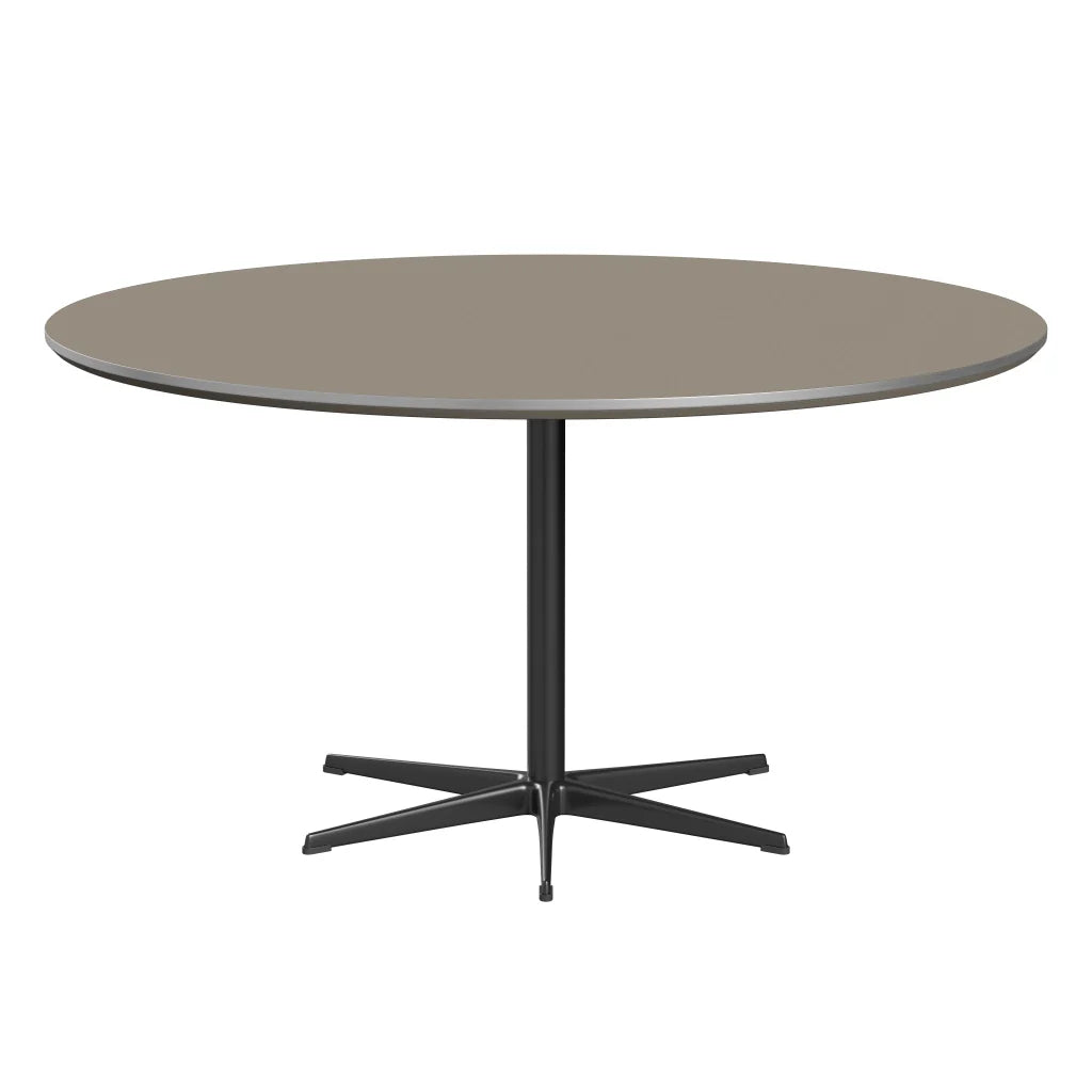 Circular - A826, Dining Table, Ø 145 Cm by Fritz Hansen #Fenix / Brown Ottawa (717)/Brushed metal / Aluminium - Matt/Powder Coated Aluminium / Black