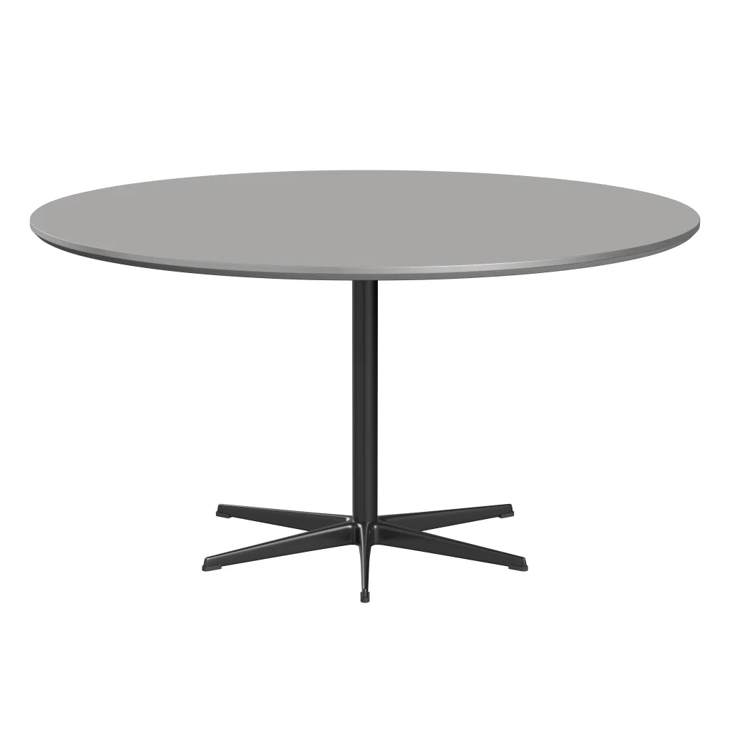 Circular - A826, Dining Table, Ø 145 Cm by Fritz Hansen #Fenix / Grey Efeso (725)/Brushed metal / Aluminium - Matt/Powder Coated Aluminium / Black