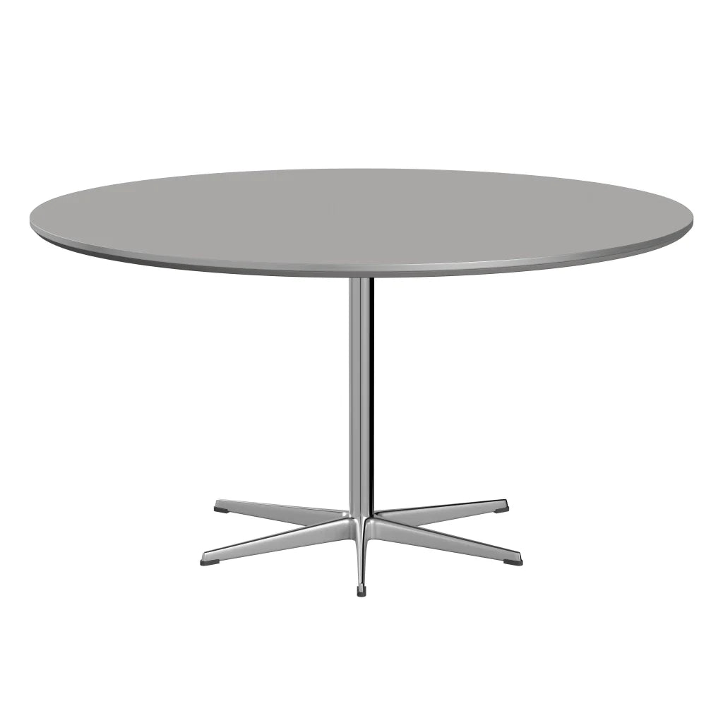 Circular - A826, Dining Table, Ø 145 Cm by Fritz Hansen #Fenix / Grey Efeso (725)/Brushed metal / Aluminium - Matt/Brushed metal / Aluminium - Matt