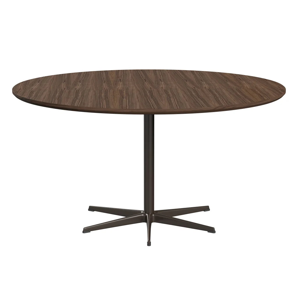 Circular - A826, Dining Table, Ø 145 Cm by Fritz Hansen #Clear Lacquered Veneer / Walnut (80)/Clear Lacquered Veneer / Walnut (80)/Powder Coated Aluminium / Brown Bronze