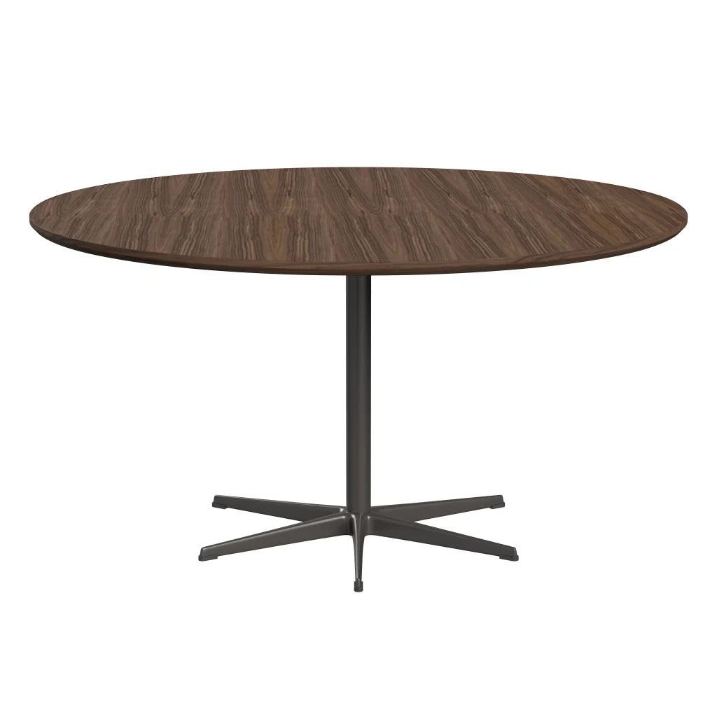 Circular - A826, Dining Table, Ø 145 Cm by Fritz Hansen #Clear Lacquered Veneer / Walnut (80)/Clear Lacquered Veneer / Walnut (80)/Powder Coated Aluminium / Warm Graphite