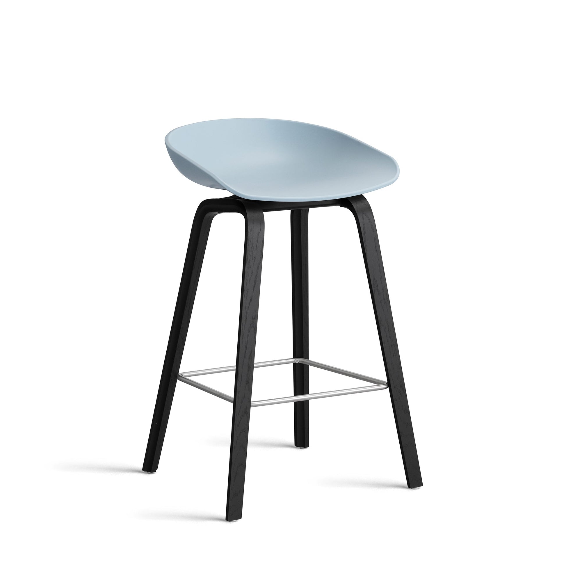 About A Stool Aas 32 by Hay #Polypropylene | Slate Blue/Oak | Black Water-Based Lacquered/Stainless Steel