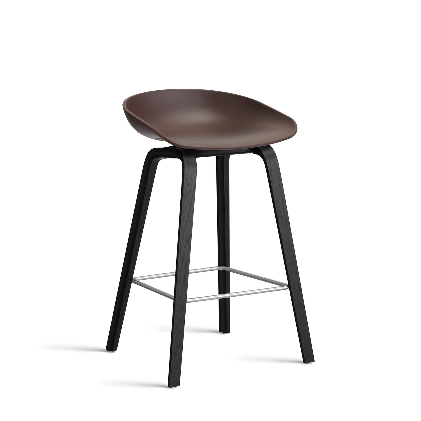 About A Stool Aas 32 by Hay #Polypropylene | Raisin/Oak | Black Water-Based Lacquered/Stainless Steel