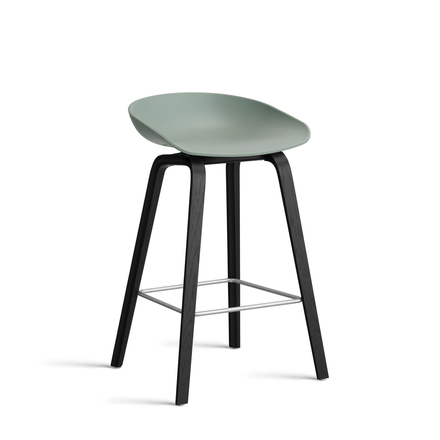 About A Stool Aas 32 by Hay #Polypropylene | Fall Green/Oak | Black Water-Based Lacquered/Stainless Steel