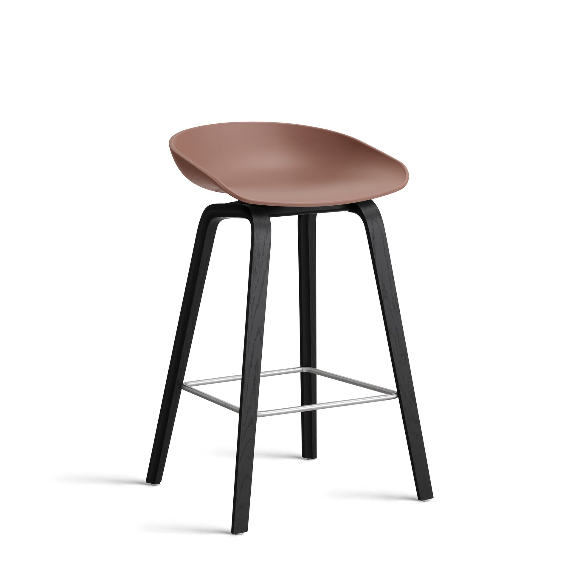 About A Stool Aas 32 by Hay #Polypropylene | Soft Brick/Oak | Black Water-Based Lacquered/Stainless Steel