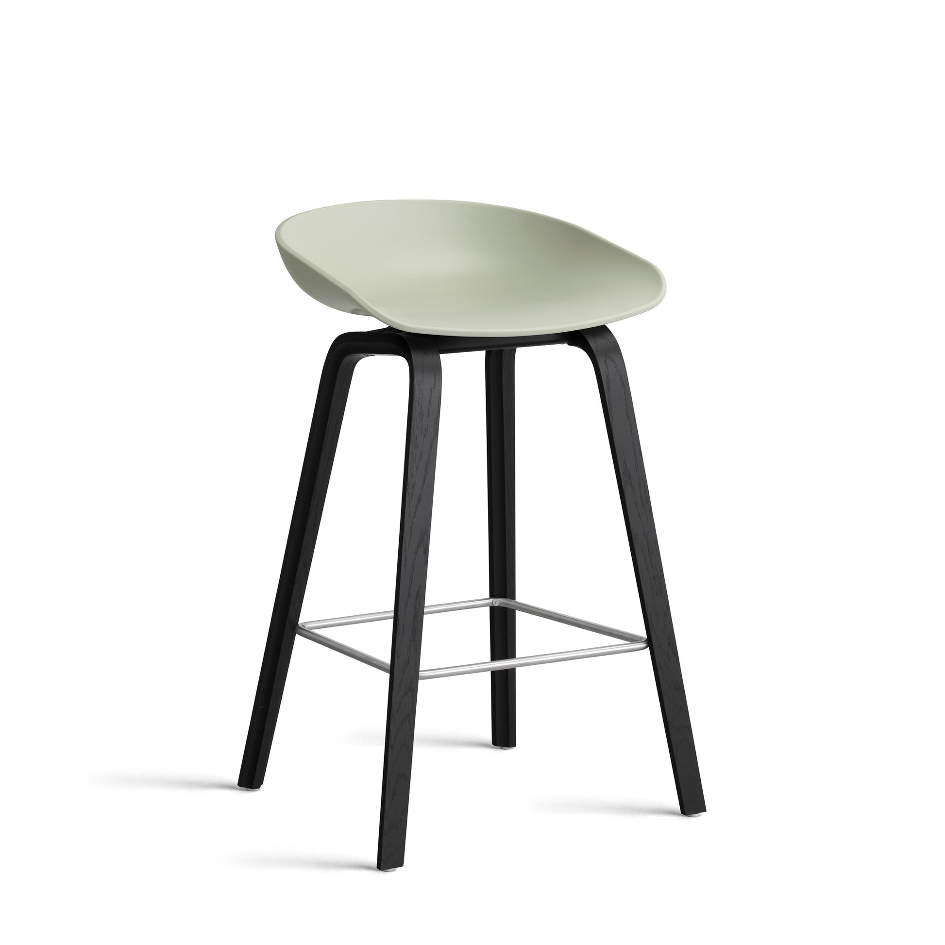 About A Stool Aas 32 by Hay #Polypropylene | Pastel Green/Oak | Black Water-Based Lacquered/Stainless Steel