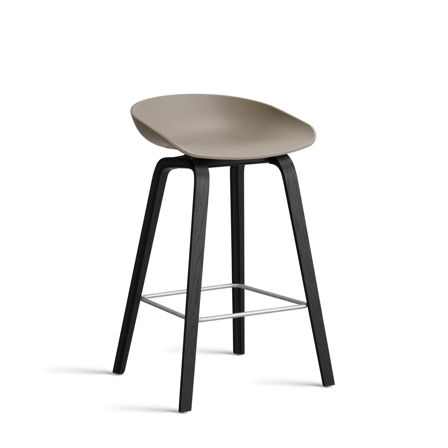 About A Stool Aas 32 by Hay #Polypropylene | Khaki/Oak | Black Water-Based Lacquered/Stainless Steel