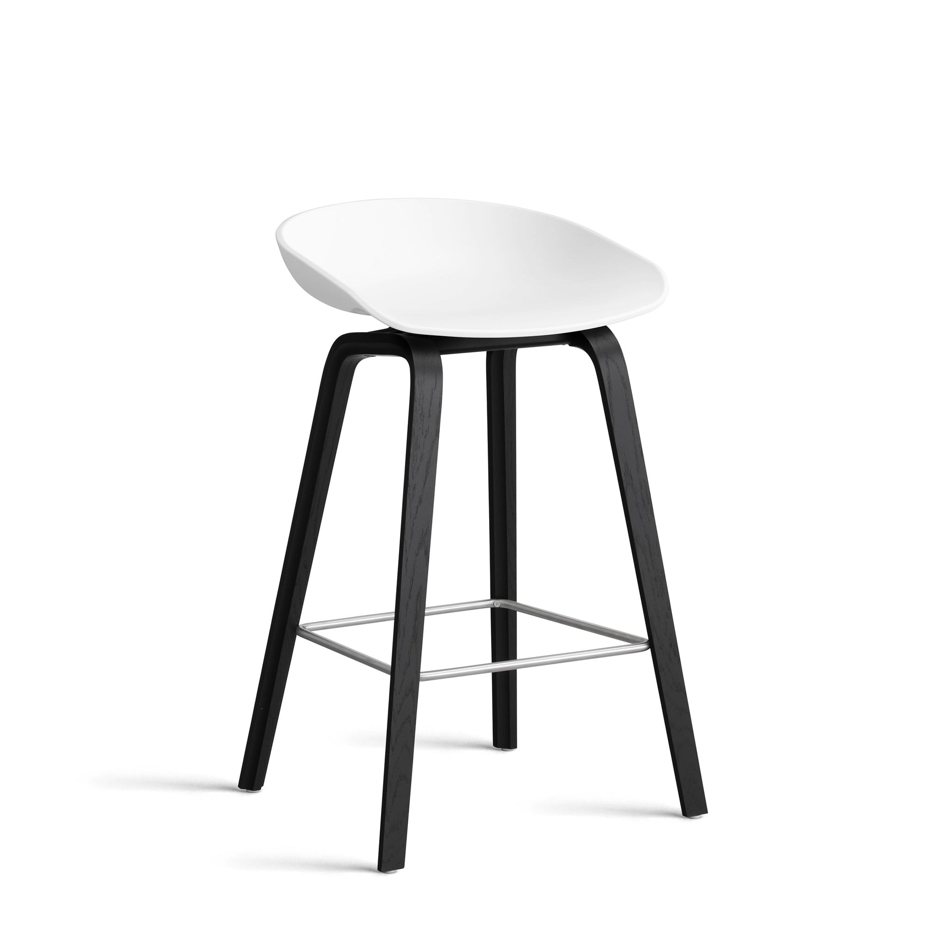 About A Stool Aas 32 by Hay #Polypropylene | White/Oak | Black Water-Based Lacquered/Stainless Steel