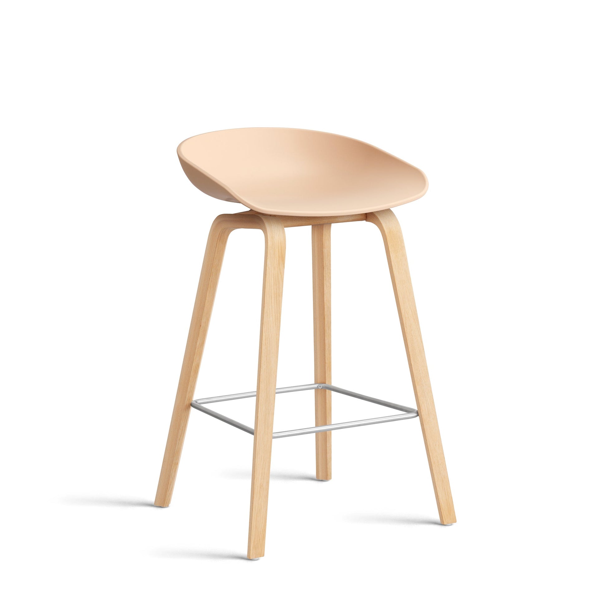 About A Stool Aas 32 by Hay #Polypropylene | Pale Peach/Oak | Soaped/Stainless Steel