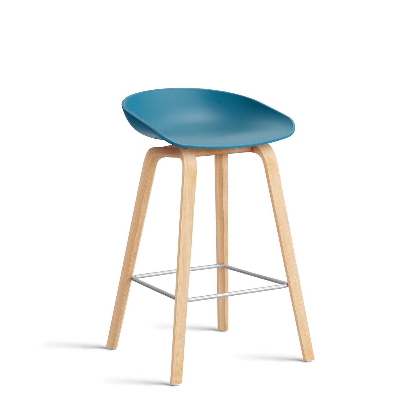 About A Stool Aas 32 by Hay #Polypropylene | Azure Blue/Oak | Soaped/Stainless Steel