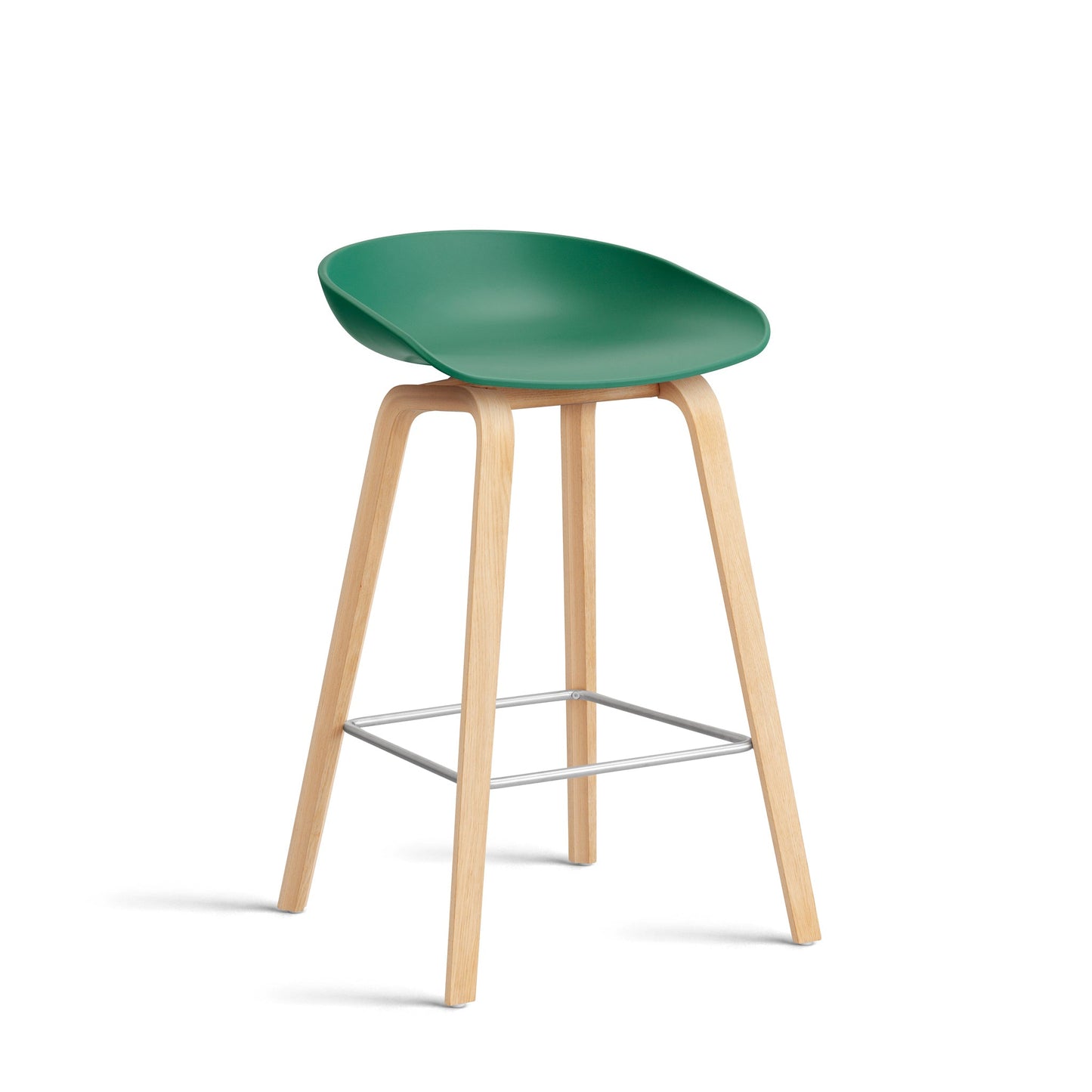 About A Stool Aas 32 by Hay #Polypropylene | Teal Green/Oak | Soaped/Stainless Steel