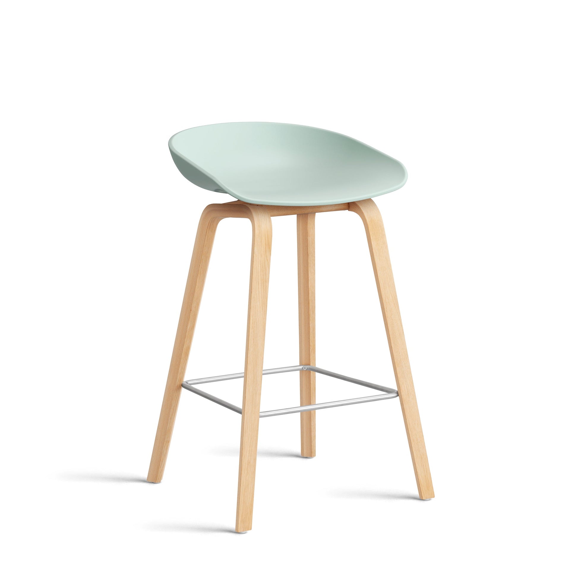 About A Stool Aas 32 by Hay #Polypropylene | Dusty Mint/Oak | Soaped/Stainless Steel