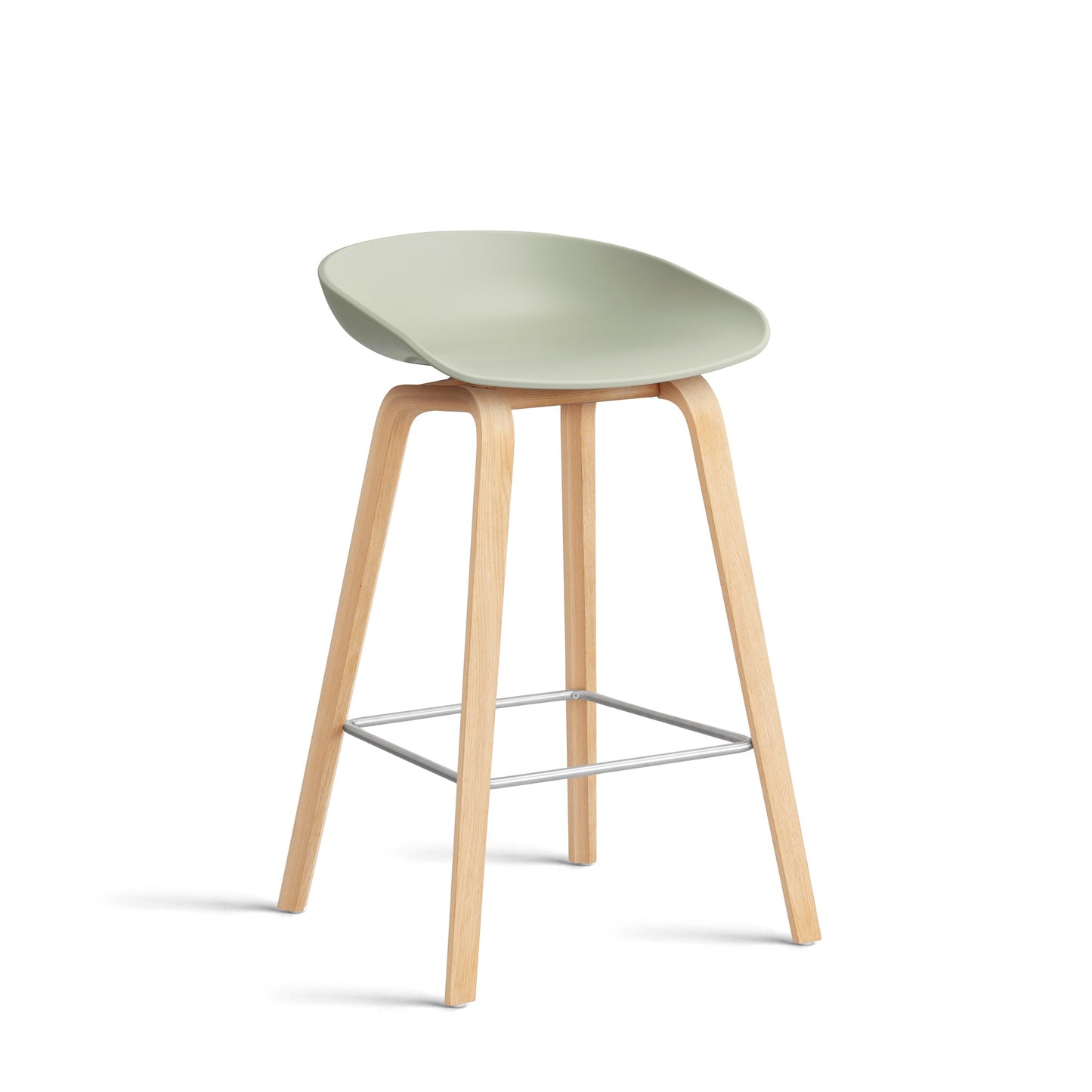 About A Stool Aas 32 by Hay #Polypropylene | Pastel Green/Oak | Soaped/Stainless Steel