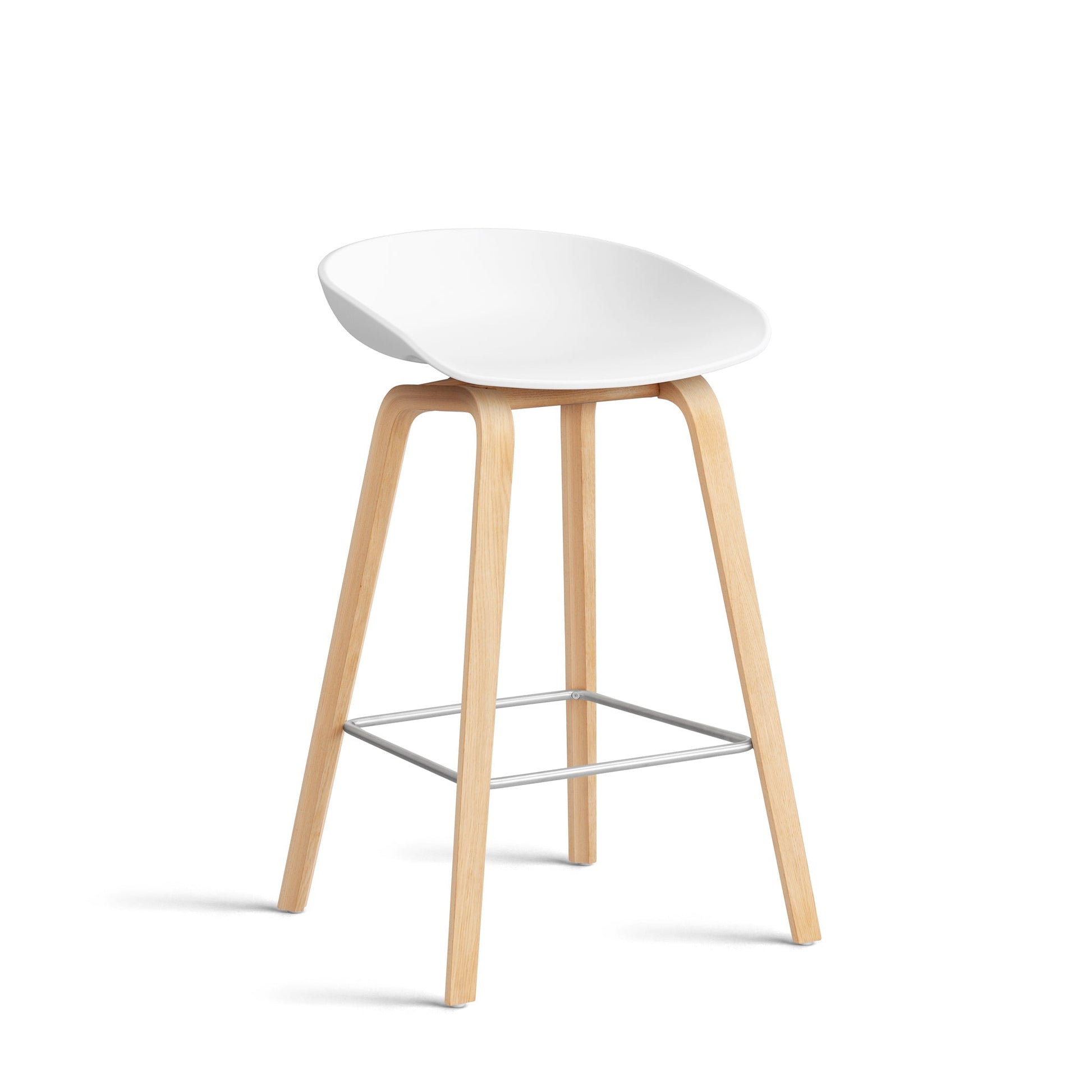 About A Stool Aas 32 by Hay #Polypropylene | White/Oak | Soaped/Stainless Steel