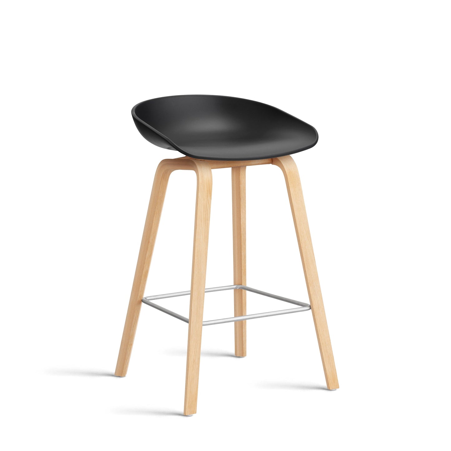 About A Stool Aas 32 by Hay #Polypropylene | Black/Oak | Soaped/Stainless Steel