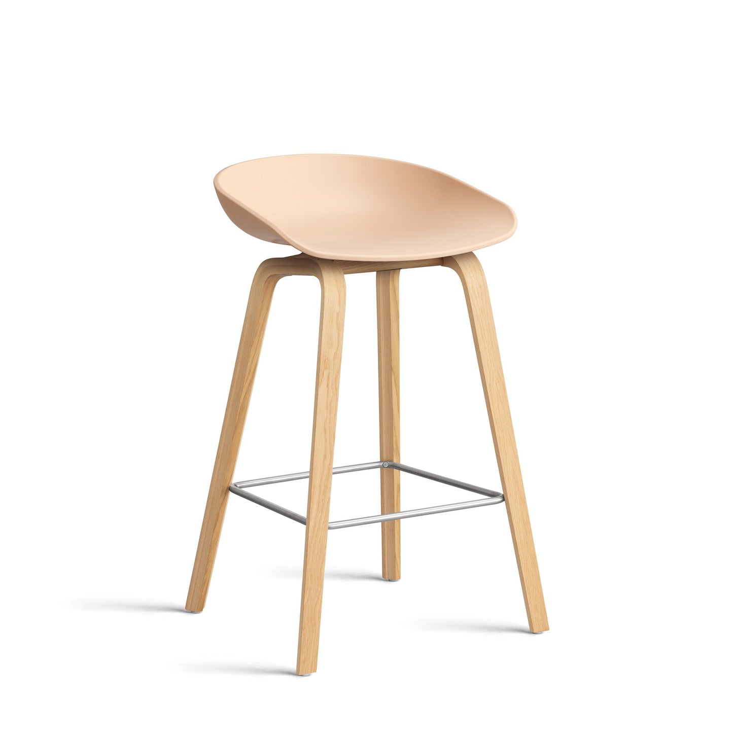 About A Stool Aas 32 by Hay #Polypropylene | Pale Peach/Oak | Water-Based Lacquered/Stainless Steel