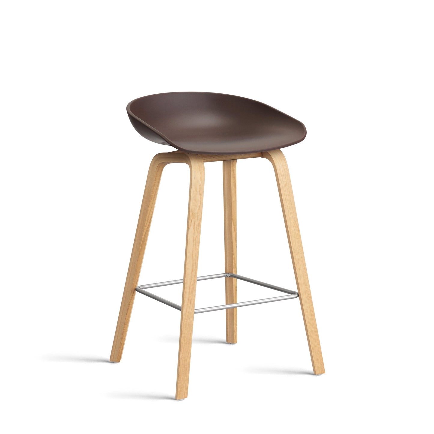 About A Stool Aas 32 by Hay #Polypropylene | Raisin/Oak | Water-Based Lacquered/Stainless Steel