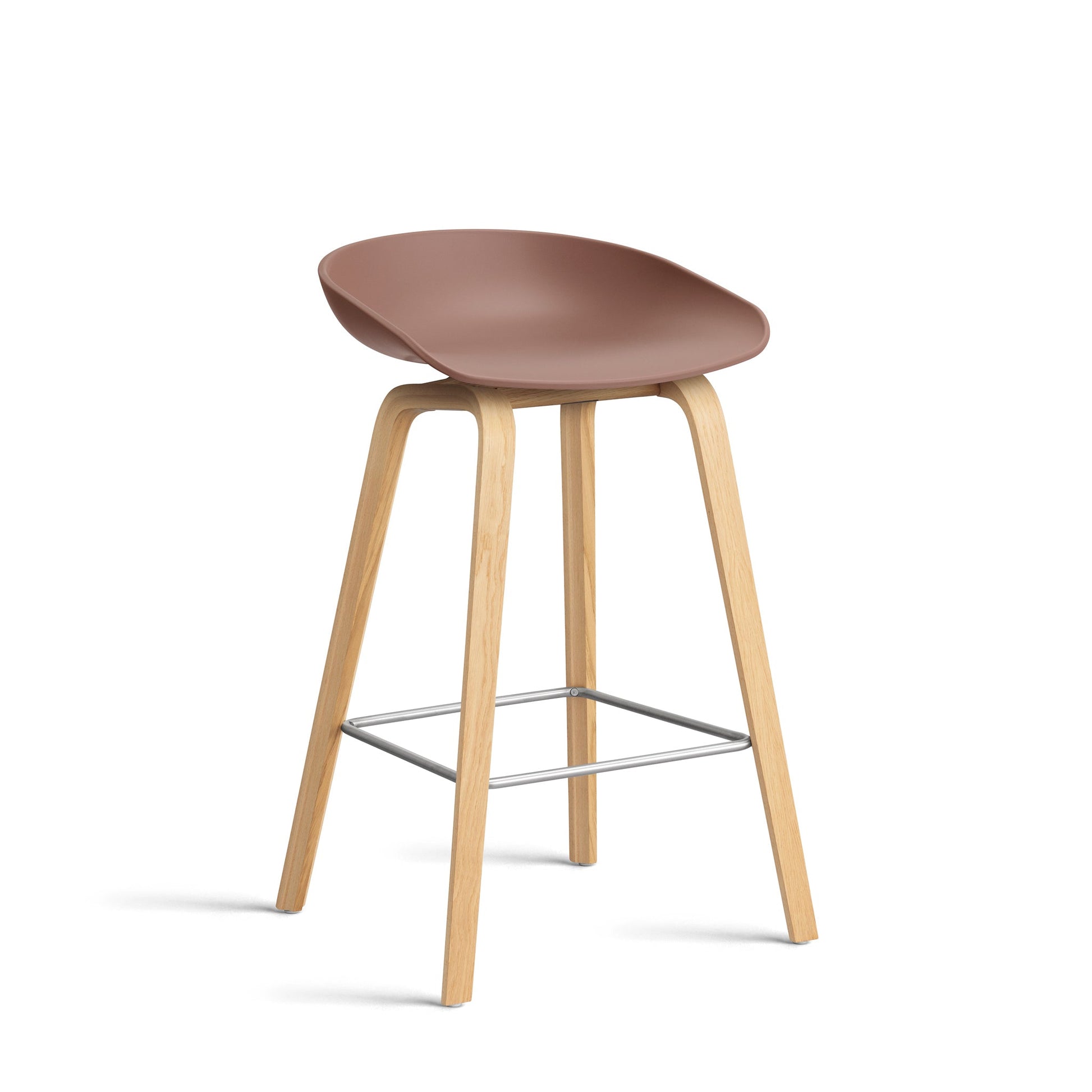 About A Stool Aas 32 by Hay #Polypropylene | Soft Brick/Oak | Water-Based Lacquered/Stainless Steel