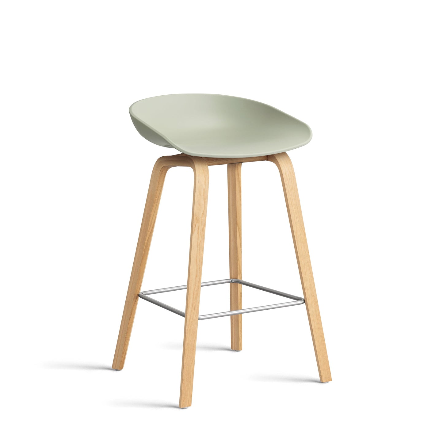 About A Stool Aas 32 by Hay #Polypropylene | Pastel Green/Oak | Water-Based Lacquered/Stainless Steel