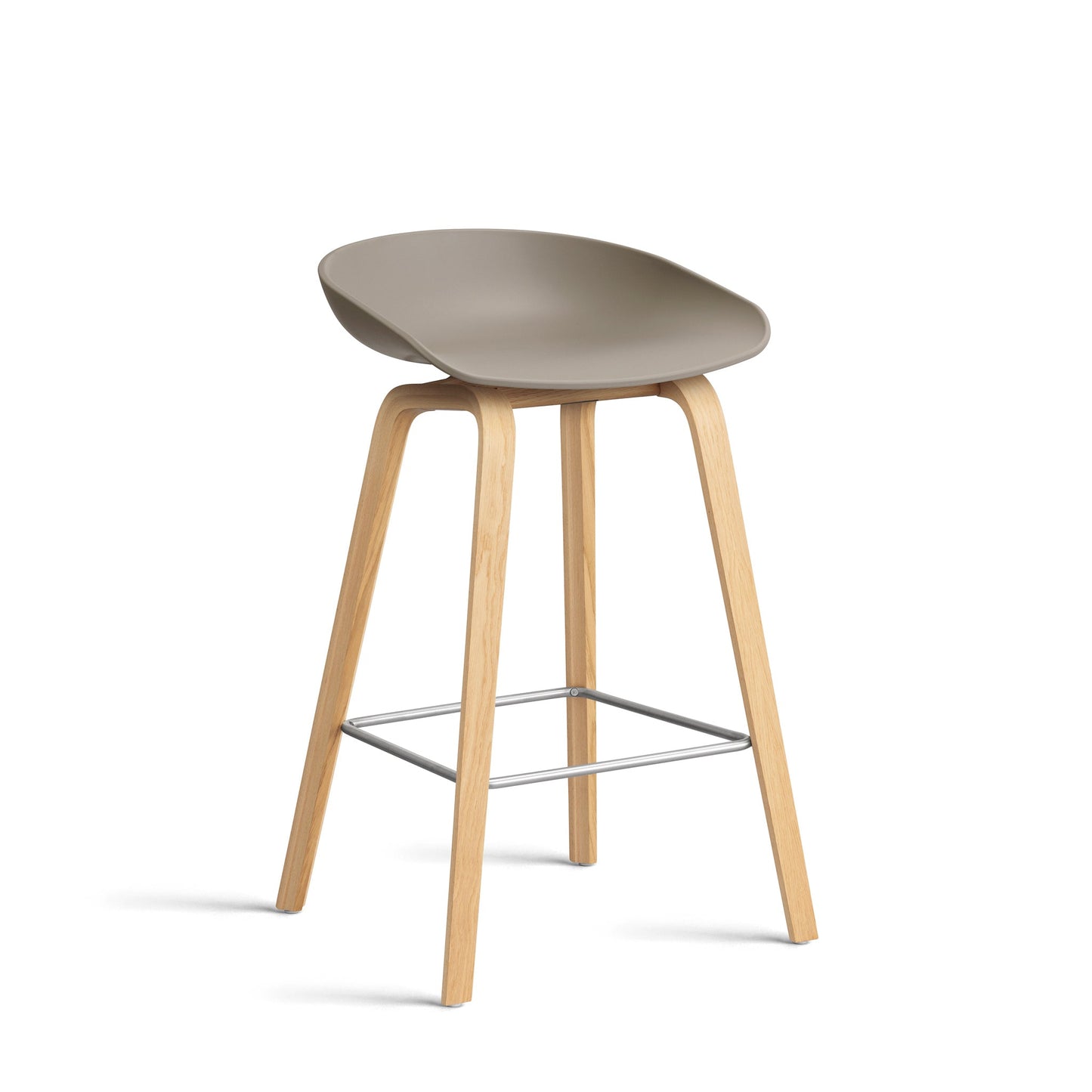 About A Stool Aas 32 by Hay #Polypropylene | Khaki/Oak | Water-Based Lacquered/Stainless Steel