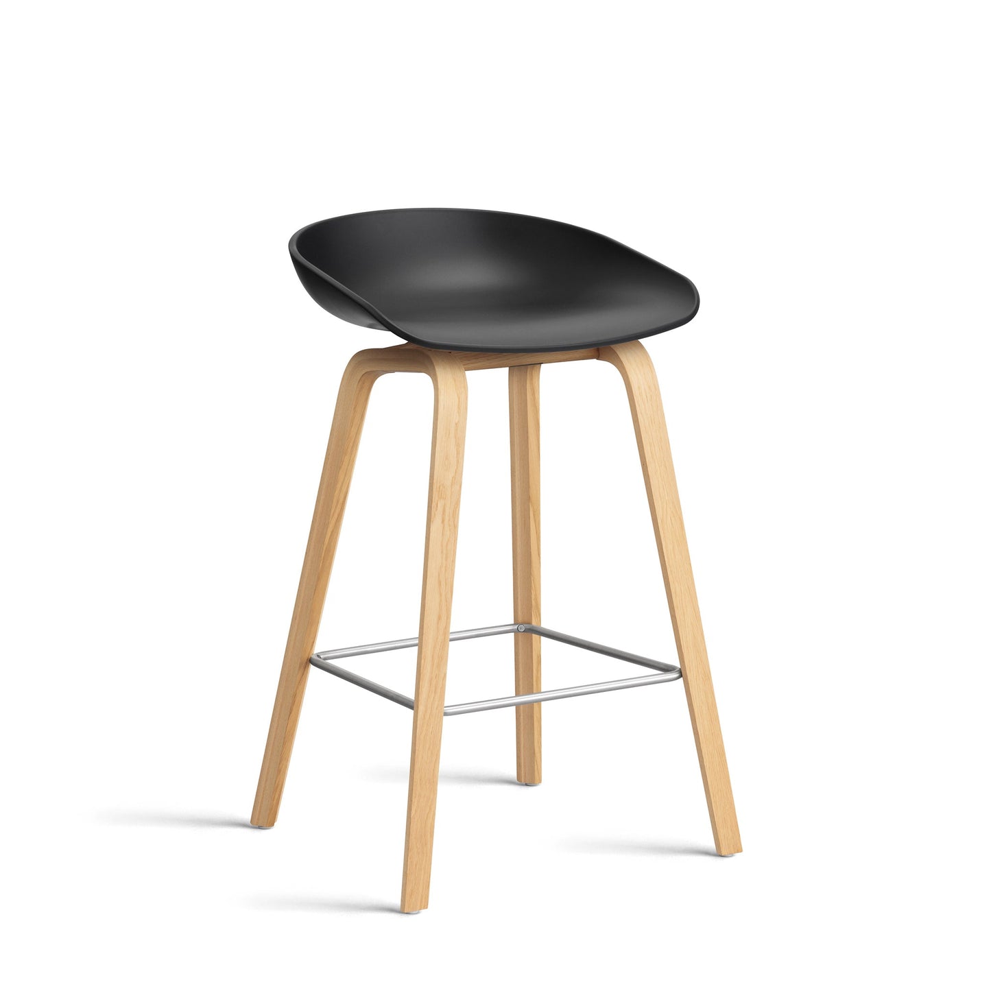 About A Stool Aas 32 by Hay #Polypropylene | Black/Oak | Water-Based Lacquered/Stainless Steel