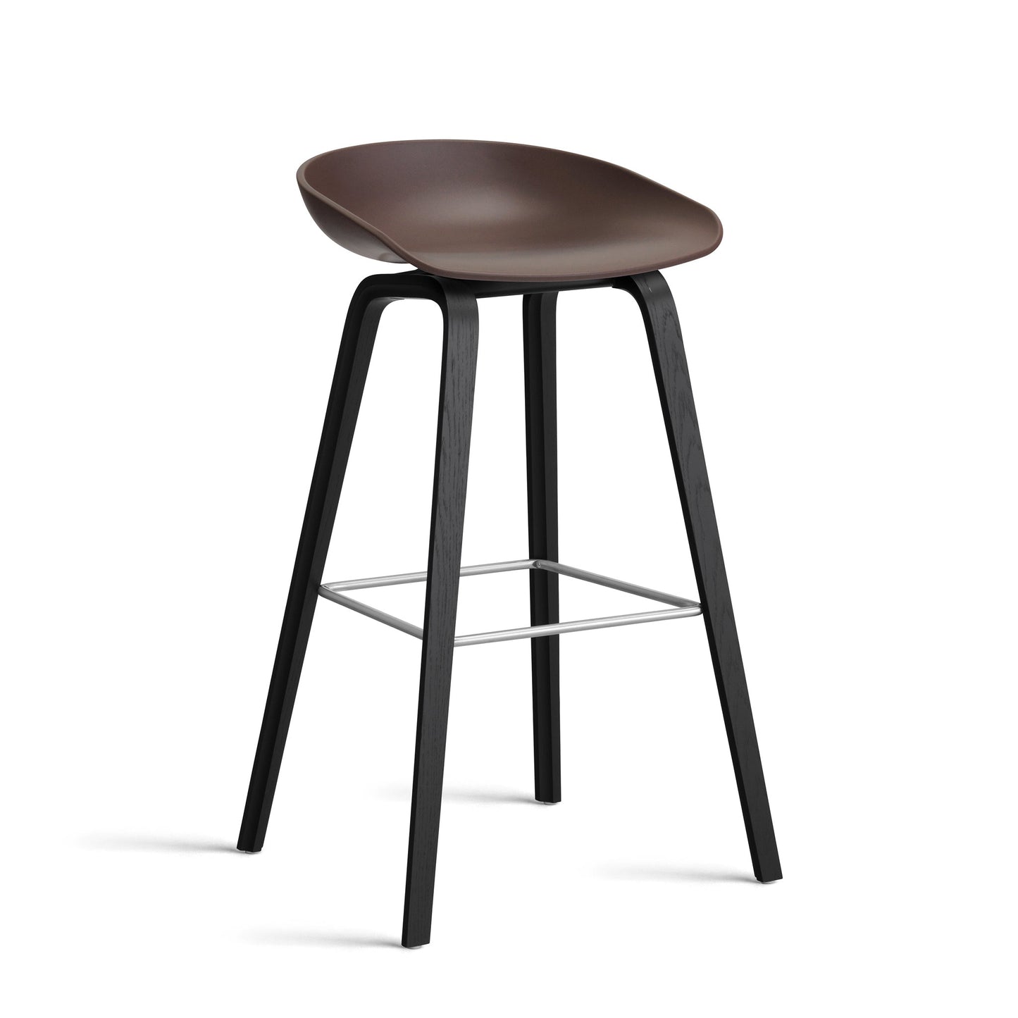 About A Stool Aas 32 by Hay #Polypropylene | Raisin/Oak | Black Water-Based Lacquered/Stainless Steel