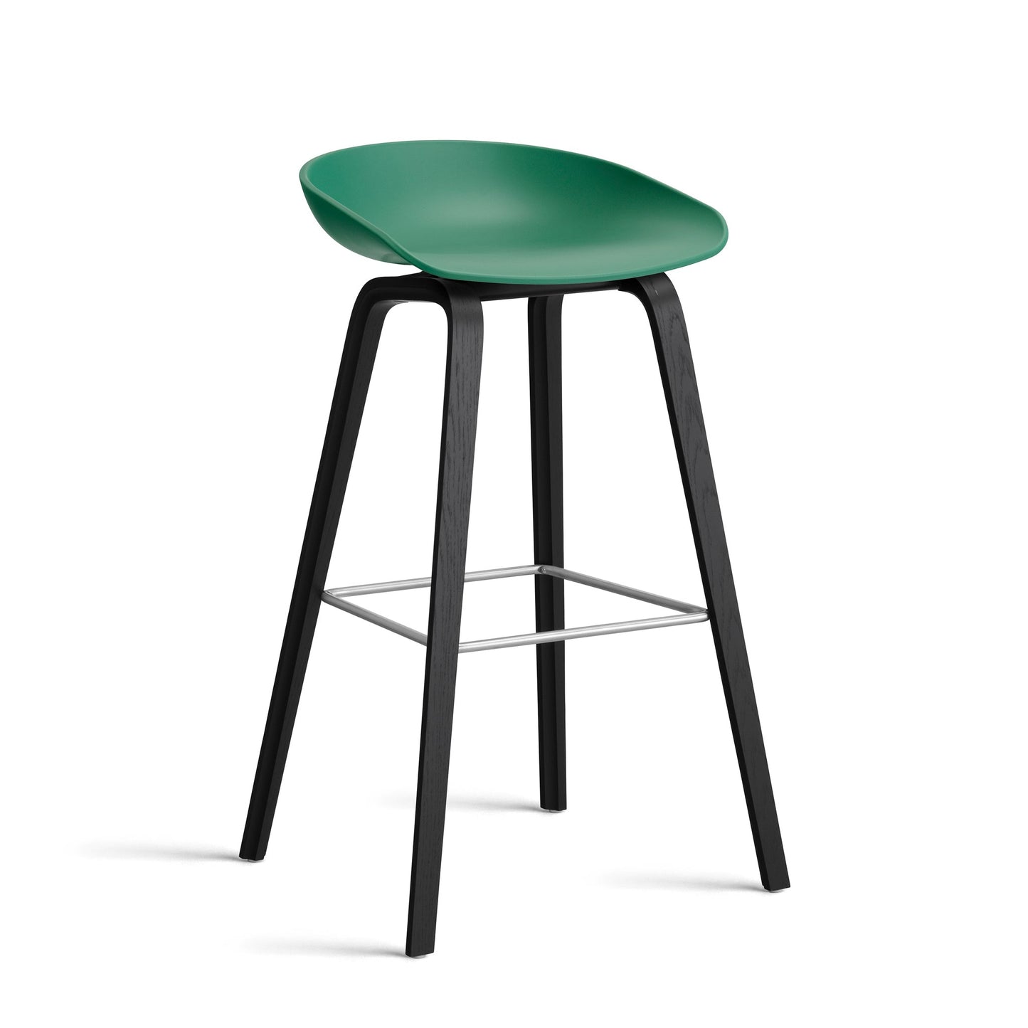 About A Stool Aas 32 by Hay #Polypropylene | Teal Green/Oak | Black Water-Based Lacquered/Stainless Steel