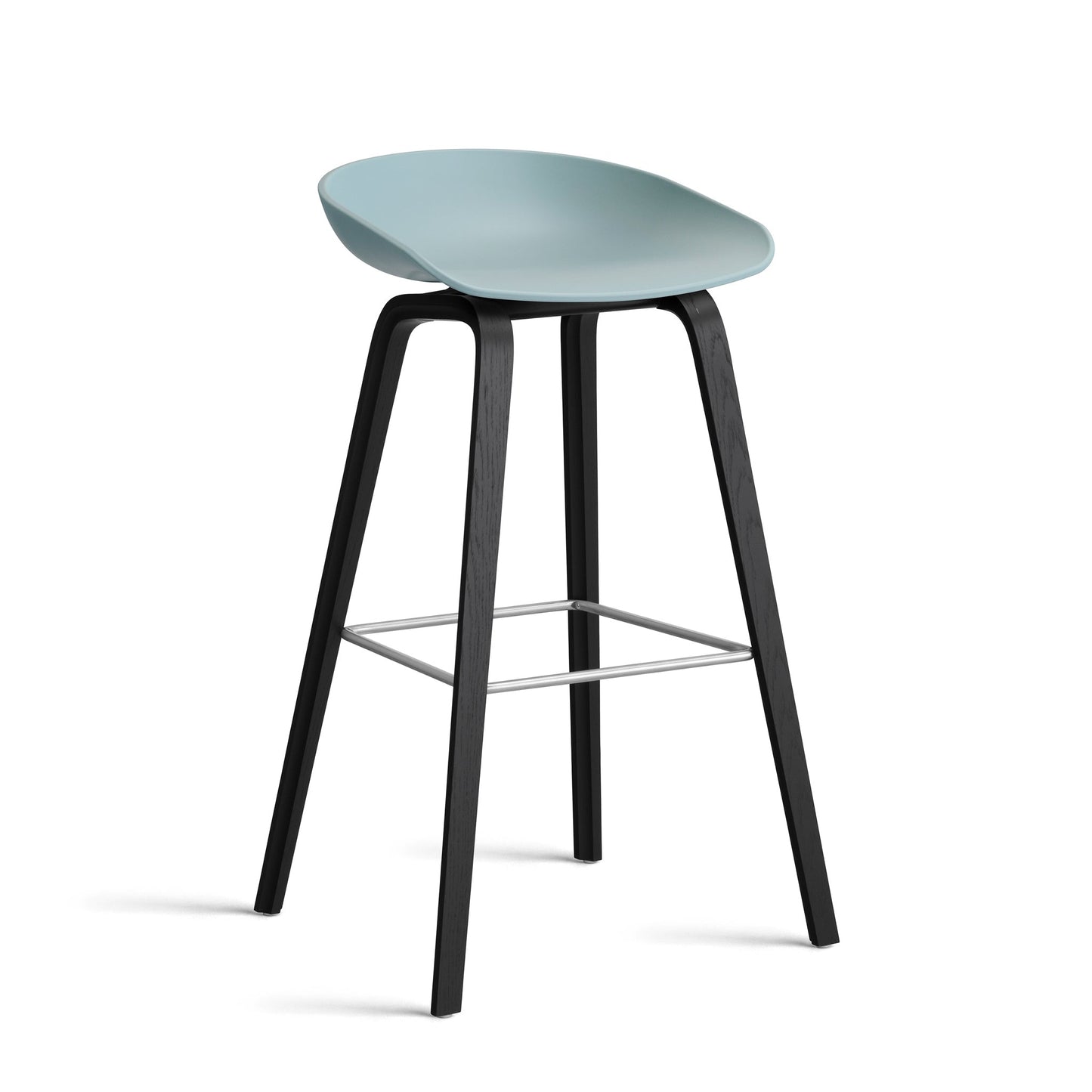 About A Stool Aas 32 by Hay #Polypropylene | Dusty Mint/Oak | Black Water-Based Lacquered/Stainless Steel