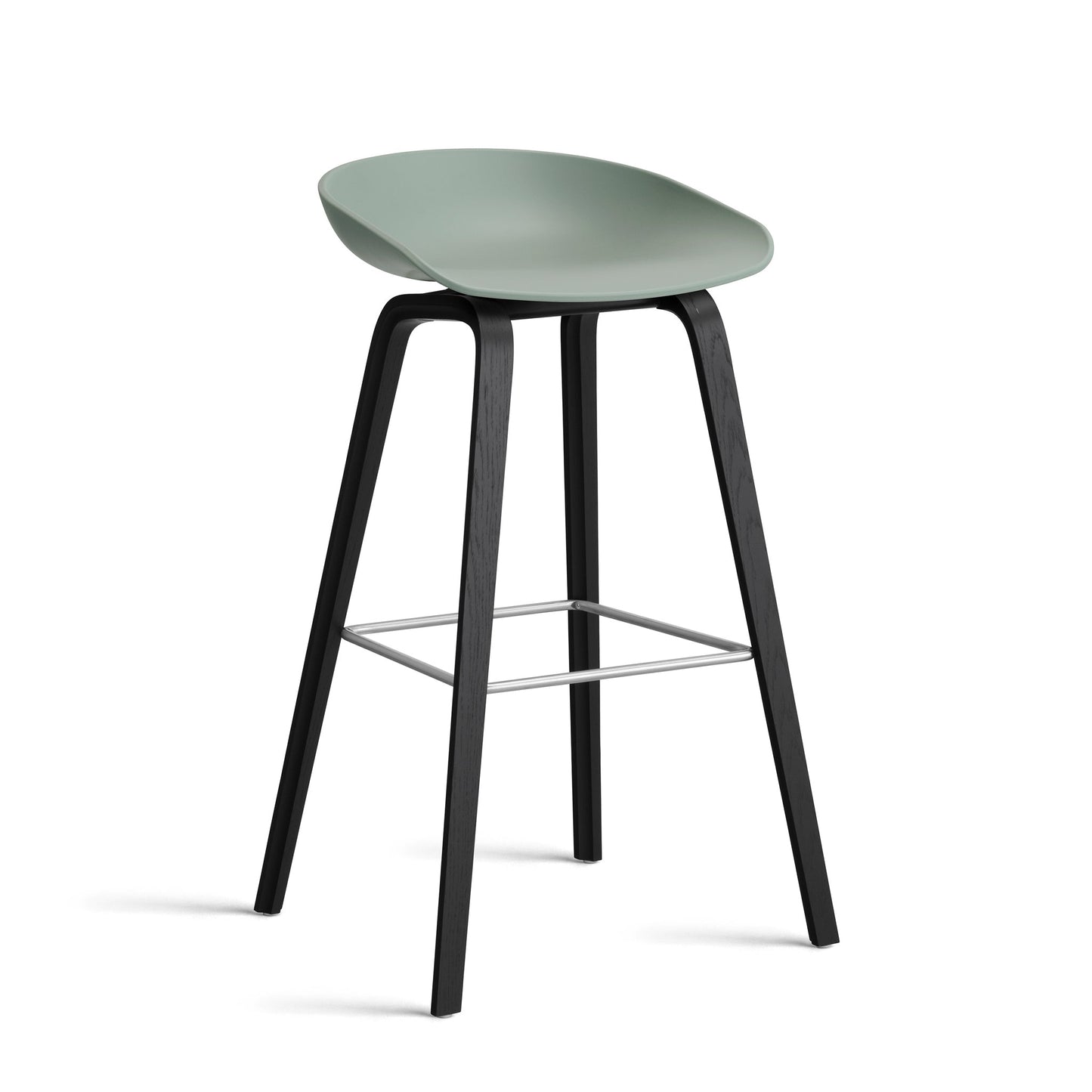 About A Stool Aas 32 by Hay #Polypropylene | Fall Green/Oak | Black Water-Based Lacquered/Stainless Steel