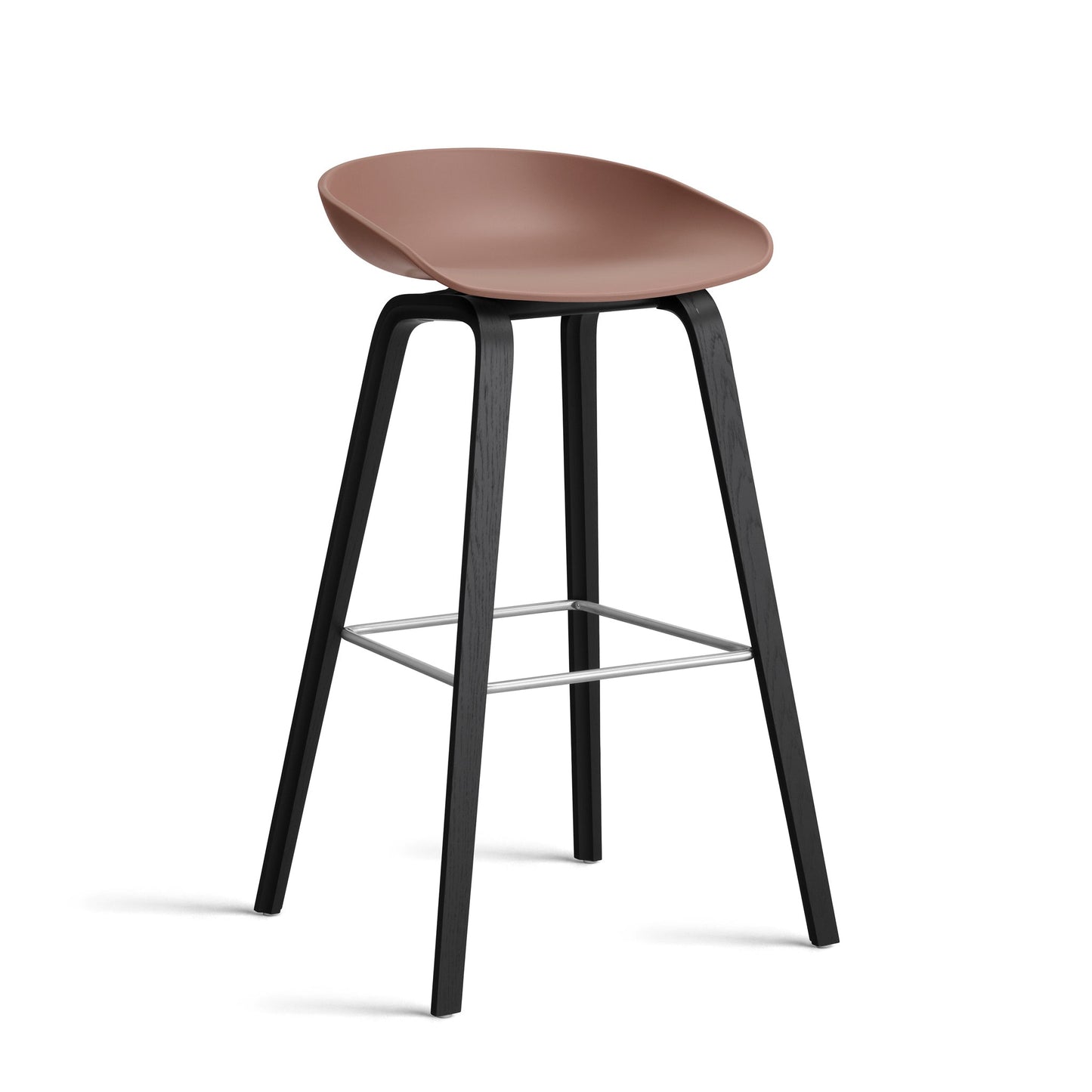 About A Stool Aas 32 by Hay #Polypropylene | Soft Brick/Oak | Black Water-Based Lacquered/Stainless Steel