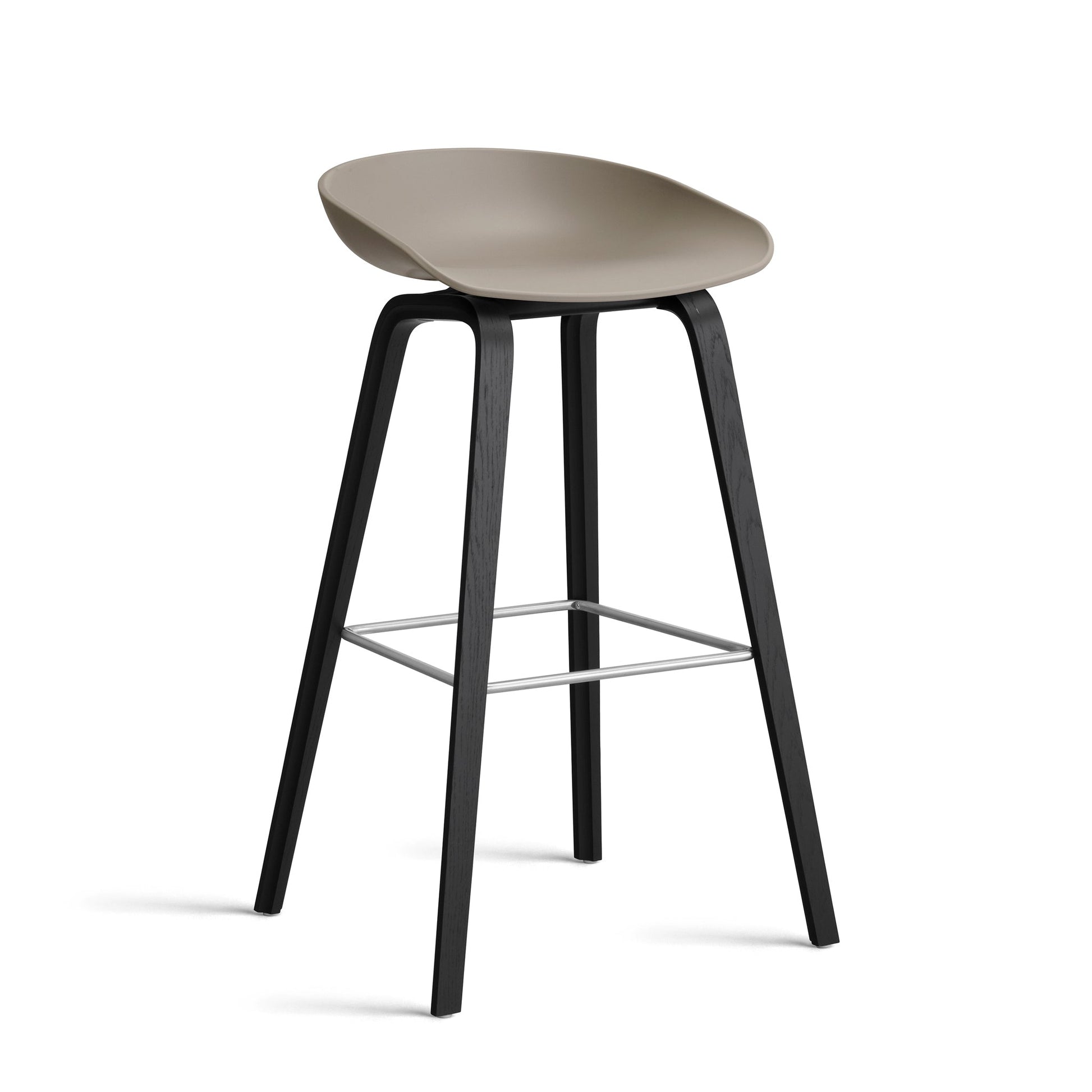 About A Stool Aas 32 by Hay #Polypropylene | Khaki/Oak | Black Water-Based Lacquered/Stainless Steel