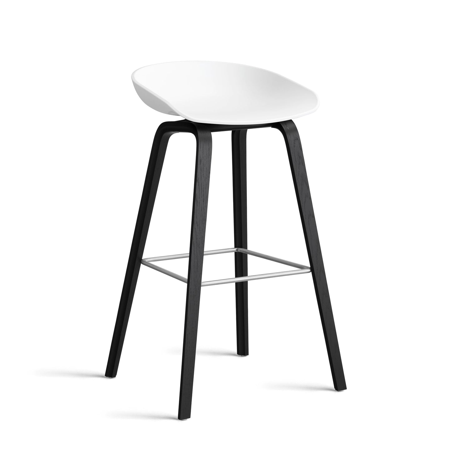 About A Stool Aas 32 by Hay #Polypropylene | White/Oak | Black Water-Based Lacquered/Stainless Steel