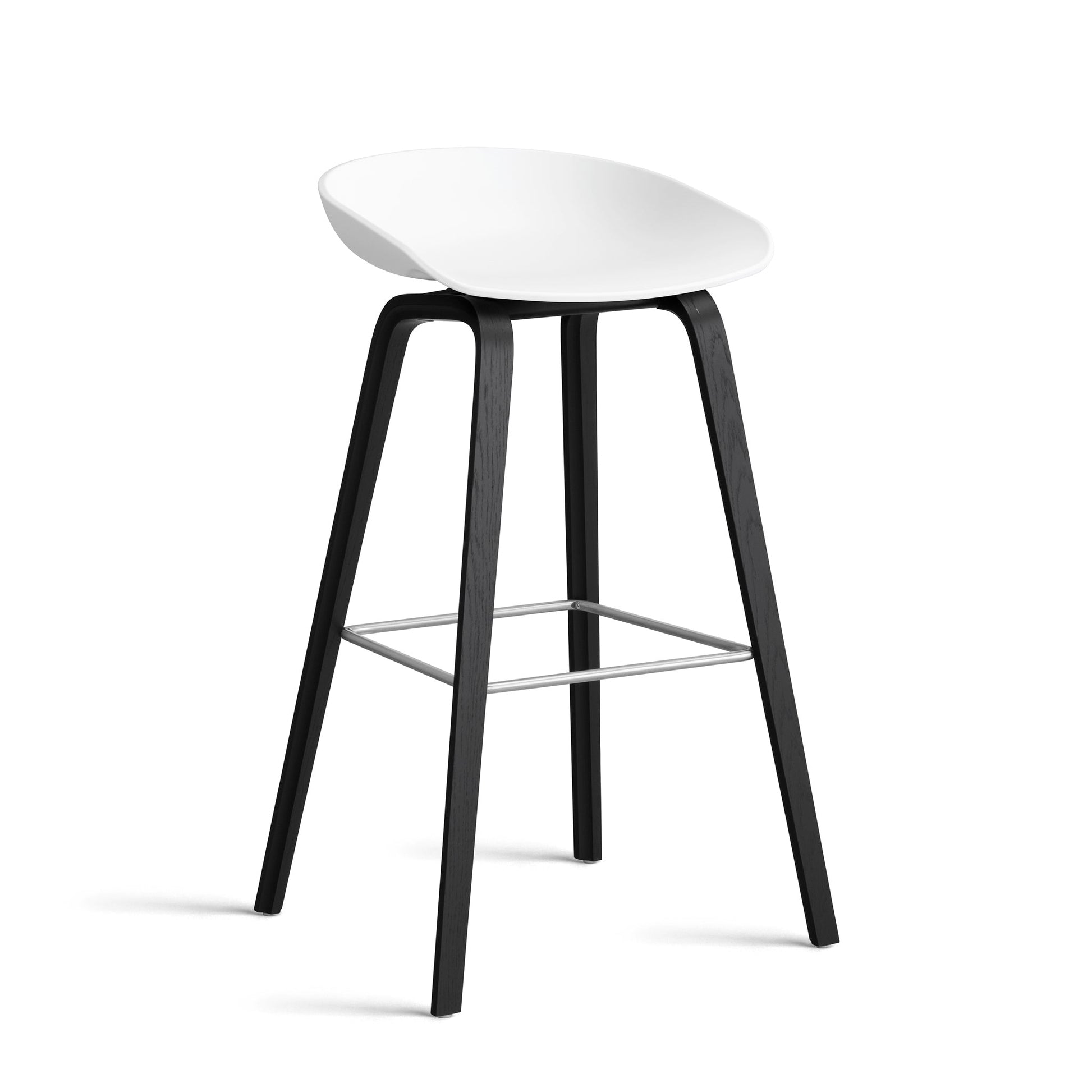 About A Stool Aas 32 by Hay #Polypropylene | White/Oak | Black Water-Based Lacquered/Stainless Steel