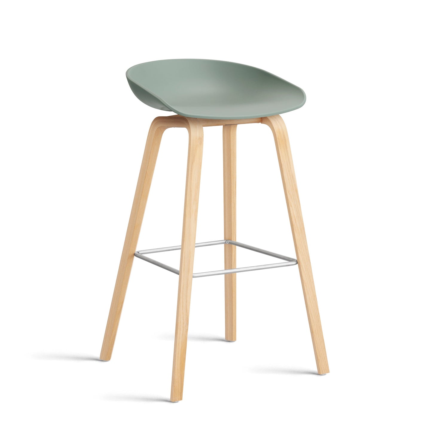 About A Stool Aas 32 by Hay #Polypropylene | Fall Green/Oak | Soaped/Stainless Steel