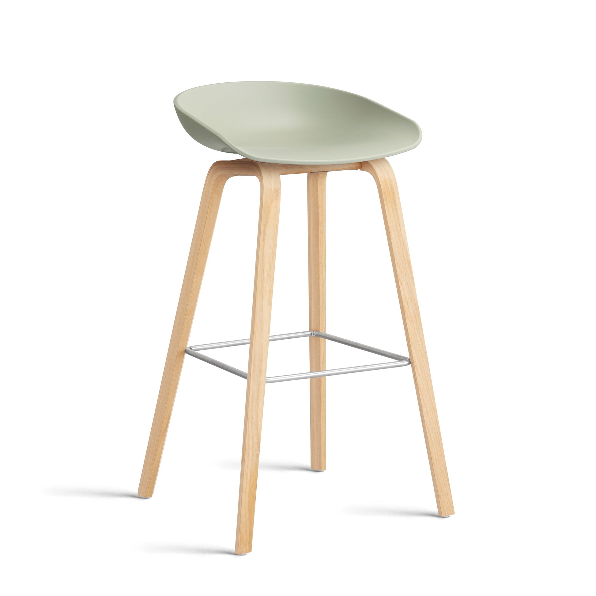 About A Stool Aas 32 by Hay #Polypropylene | Pastel Green/Oak | Soaped/Stainless Steel