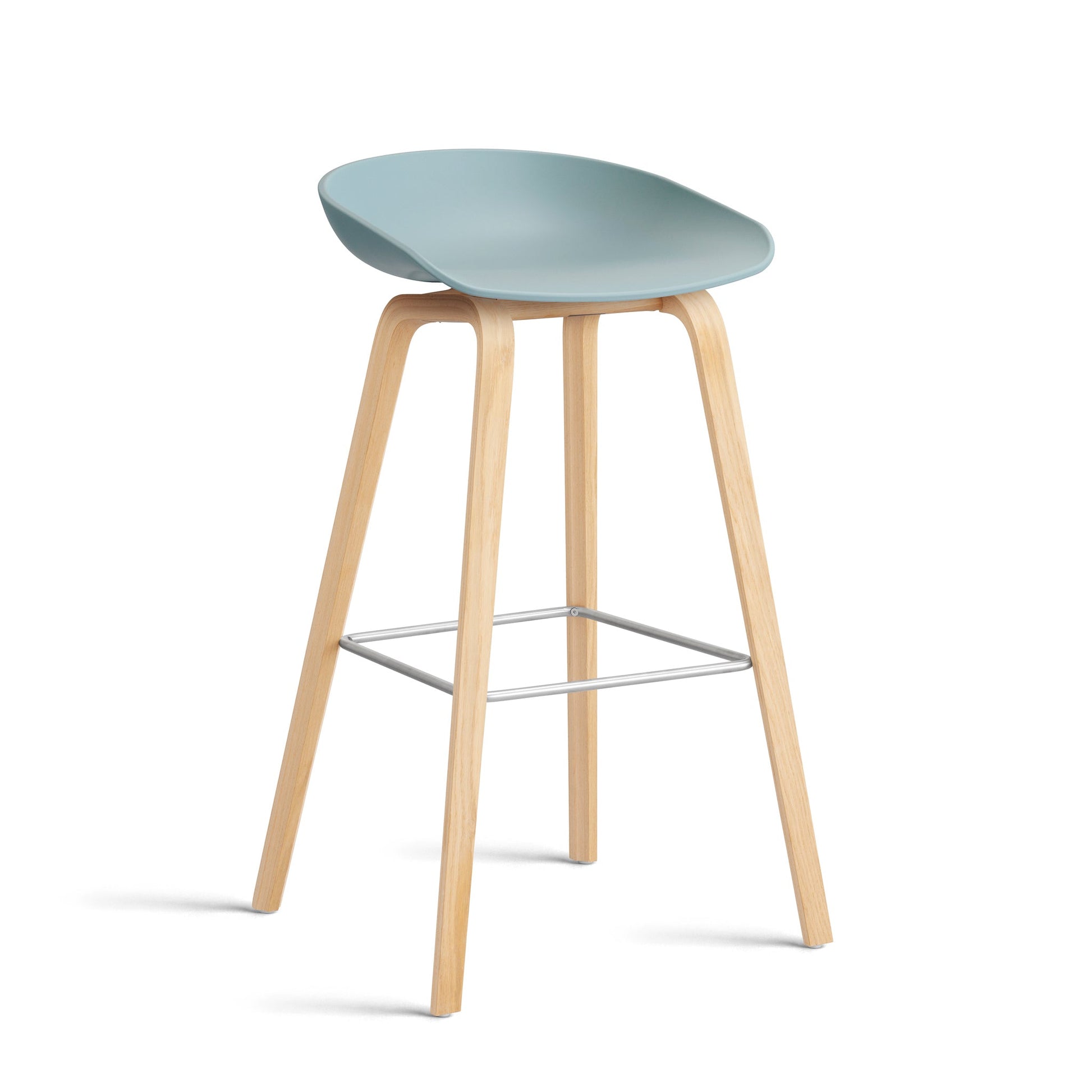 About A Stool Aas 32 by Hay #Polypropylene | Dusty Blue/Oak | Soaped/Stainless Steel