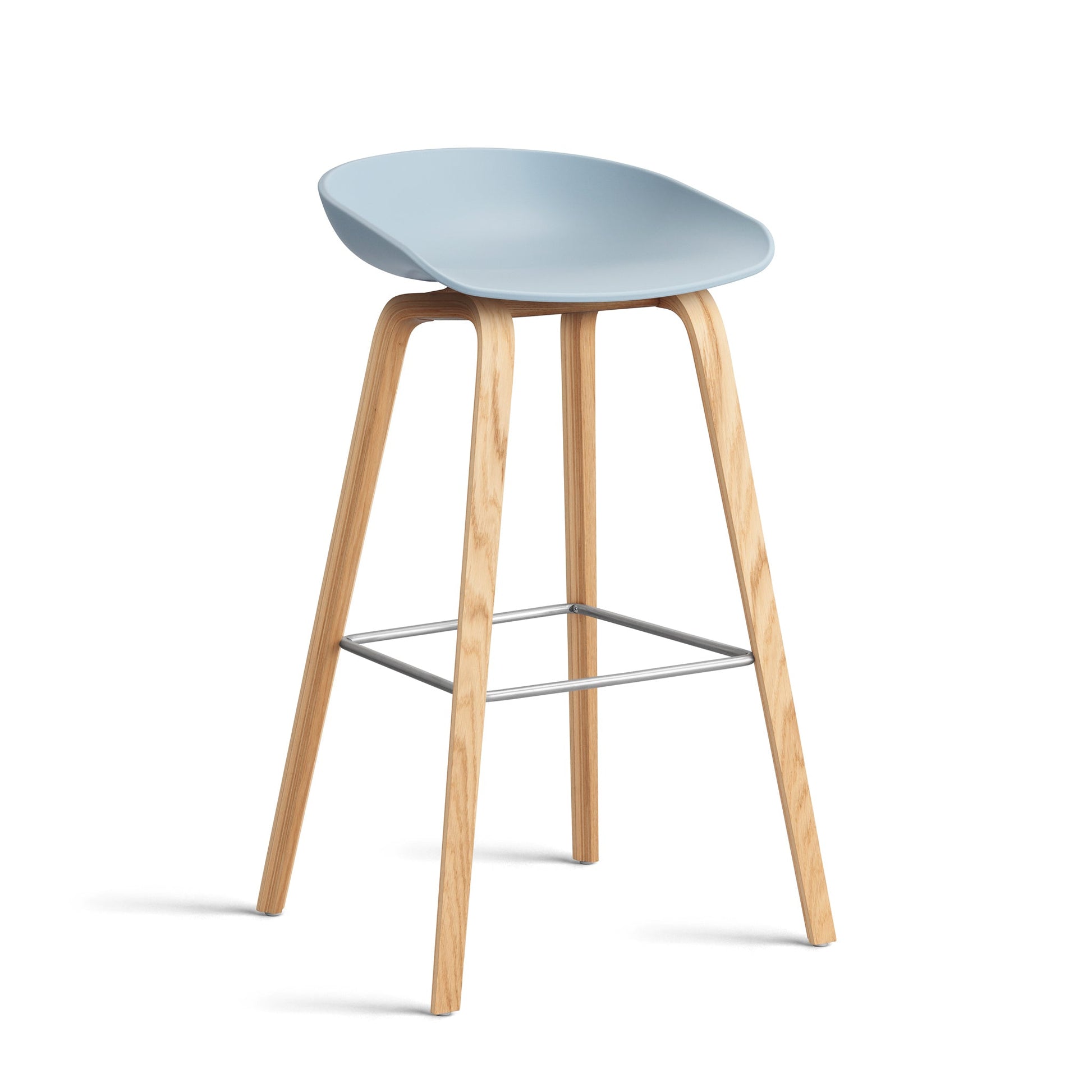 About A Stool Aas 32 by Hay #Polypropylene | Slate Blue/Oak | Water-Based Lacquered/Stainless Steel