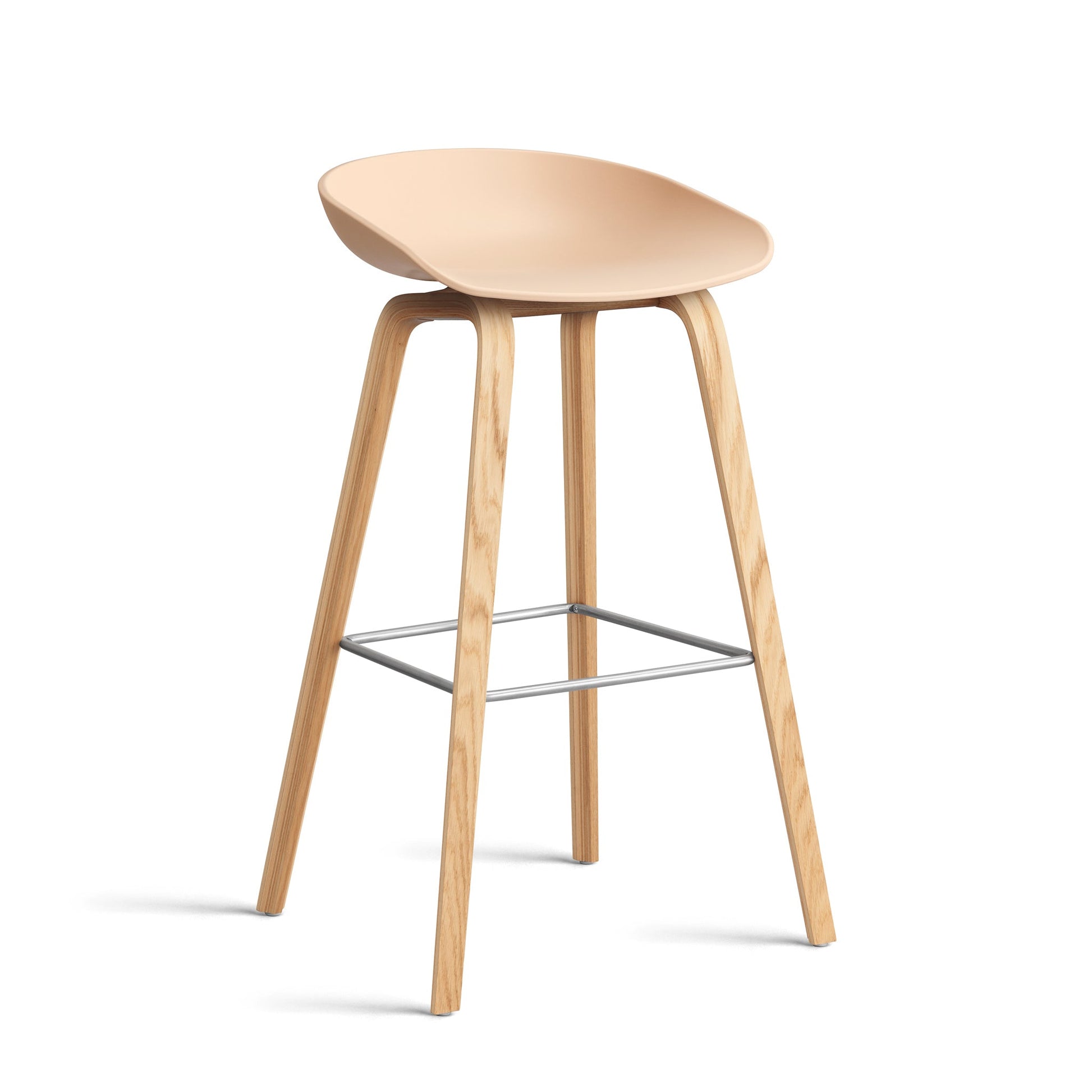 About A Stool Aas 32 by Hay #Polypropylene | Pale Peach/Oak | Water-Based Lacquered/Stainless Steel