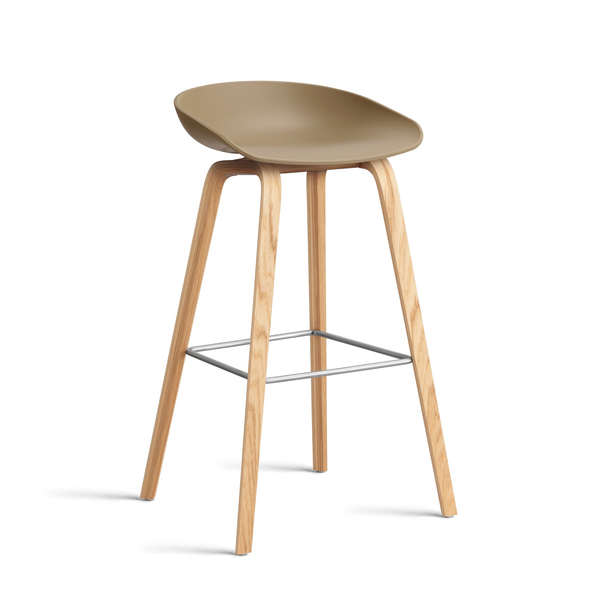 About A Stool Aas 32 by Hay #Polypropylene | Clay/Oak | Water-Based Lacquered/Stainless Steel