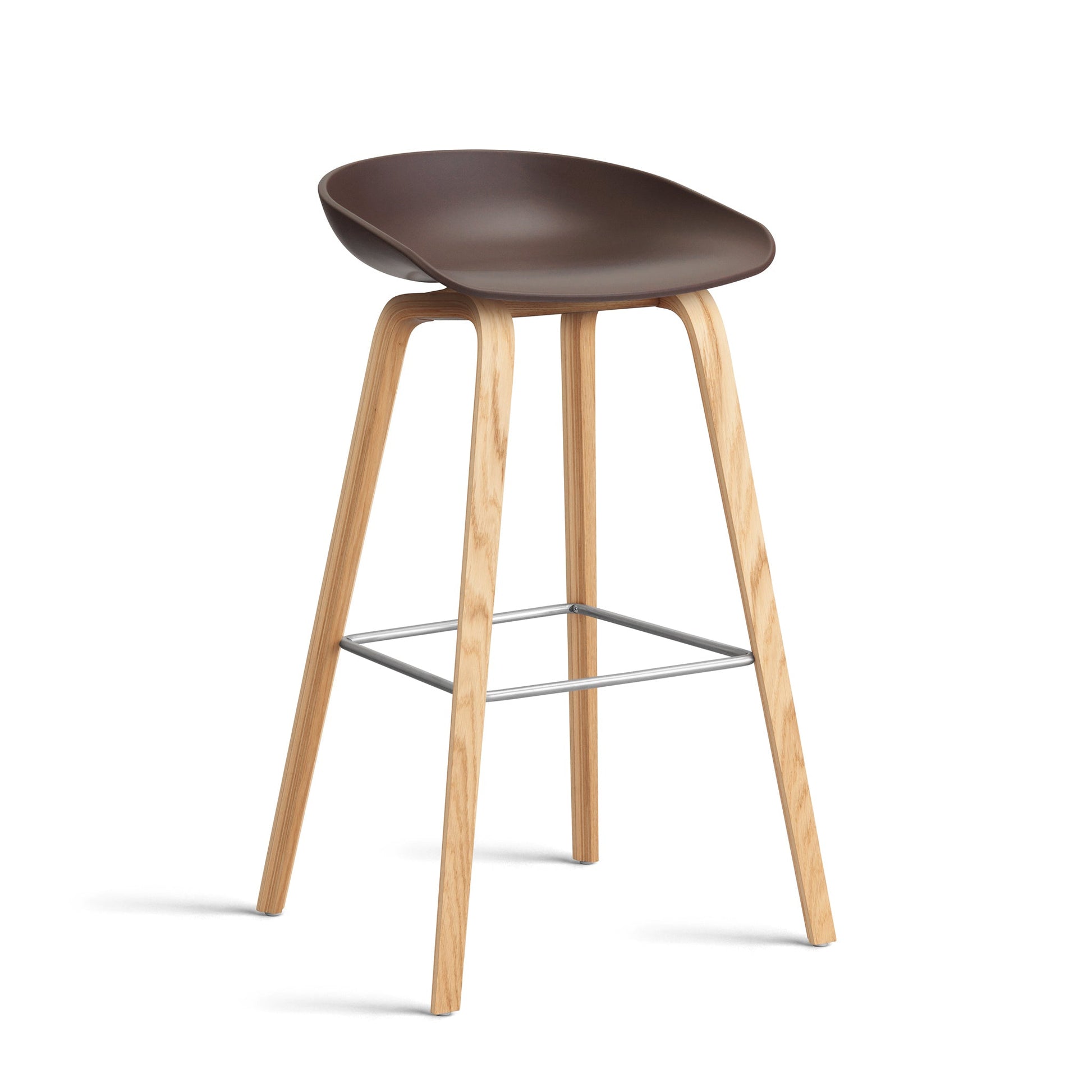 About A Stool Aas 32 by Hay #Polypropylene | Raisin/Oak | Water-Based Lacquered/Stainless Steel