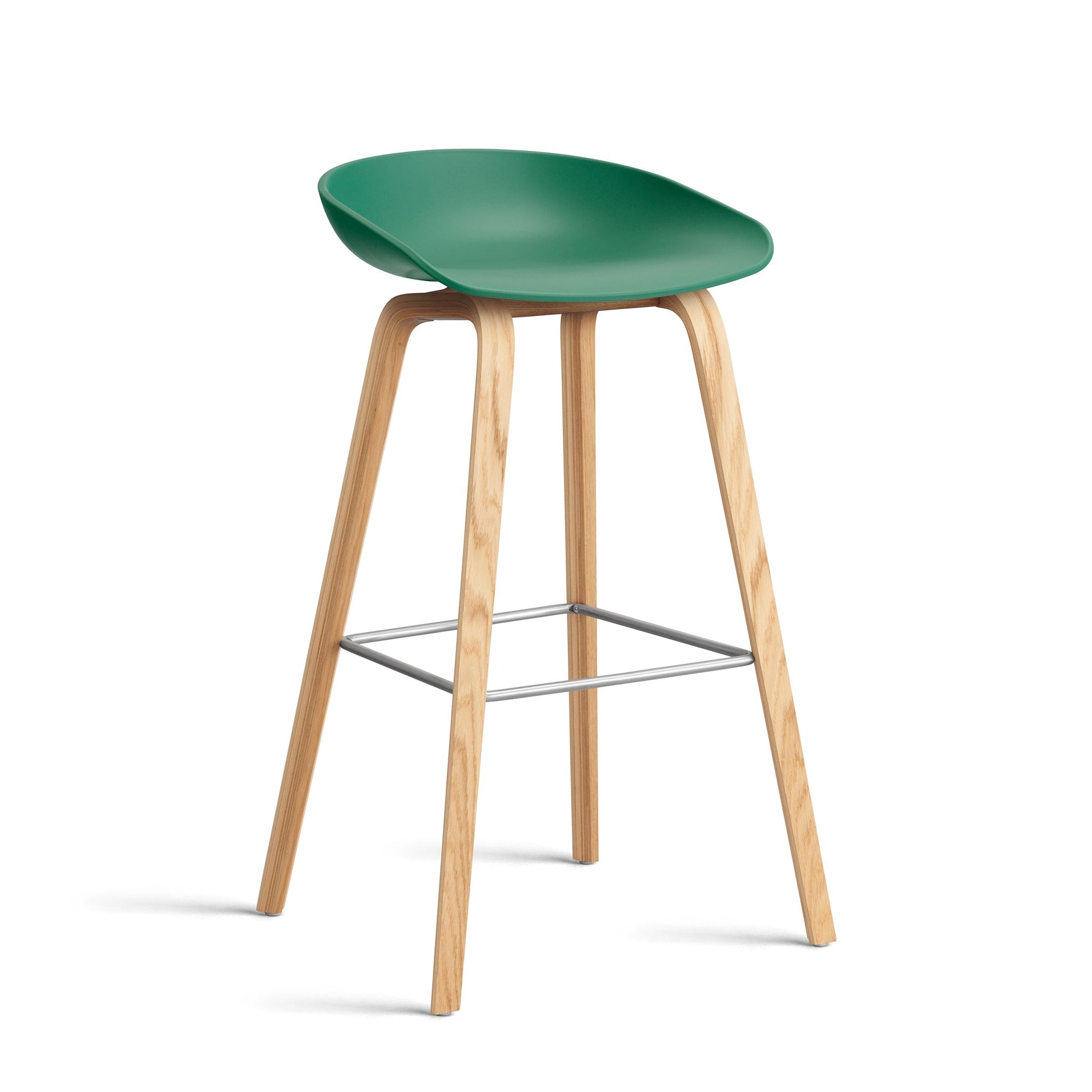 About A Stool Aas 32 by Hay #Polypropylene | Teal Green/Oak | Water-Based Lacquered/Stainless Steel