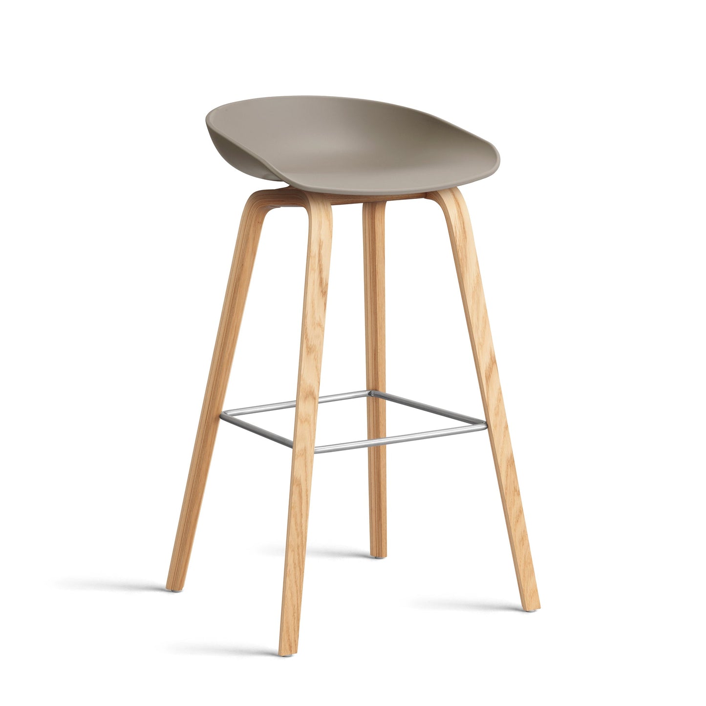 About A Stool Aas 32 by Hay #Polypropylene | Khaki/Oak | Water-Based Lacquered/Stainless Steel