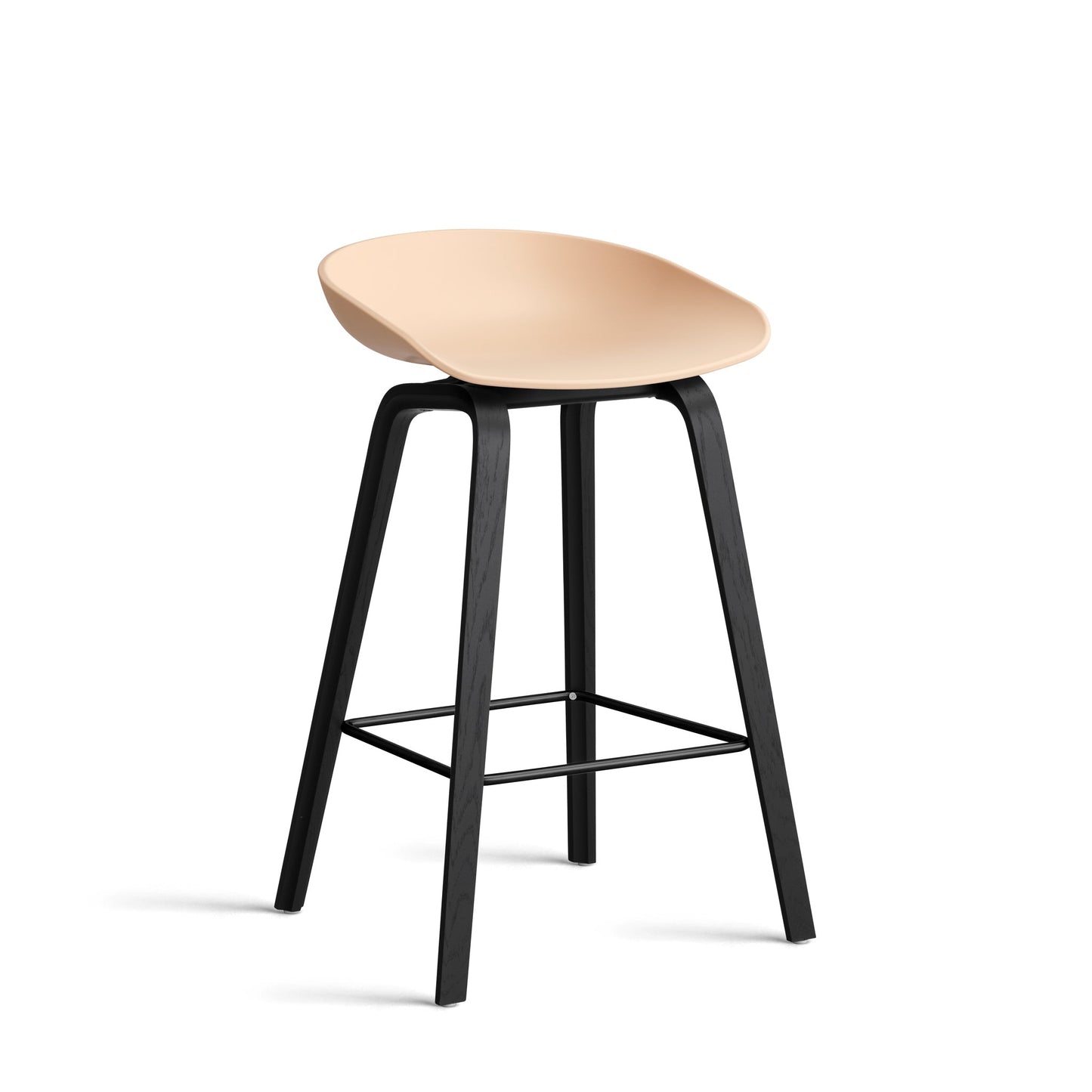 About A Stool Aas 32 by Hay #Polypropylene | Pale Peach/Oak | Black Water-Based Lacquered/Black Powder Coated Steel