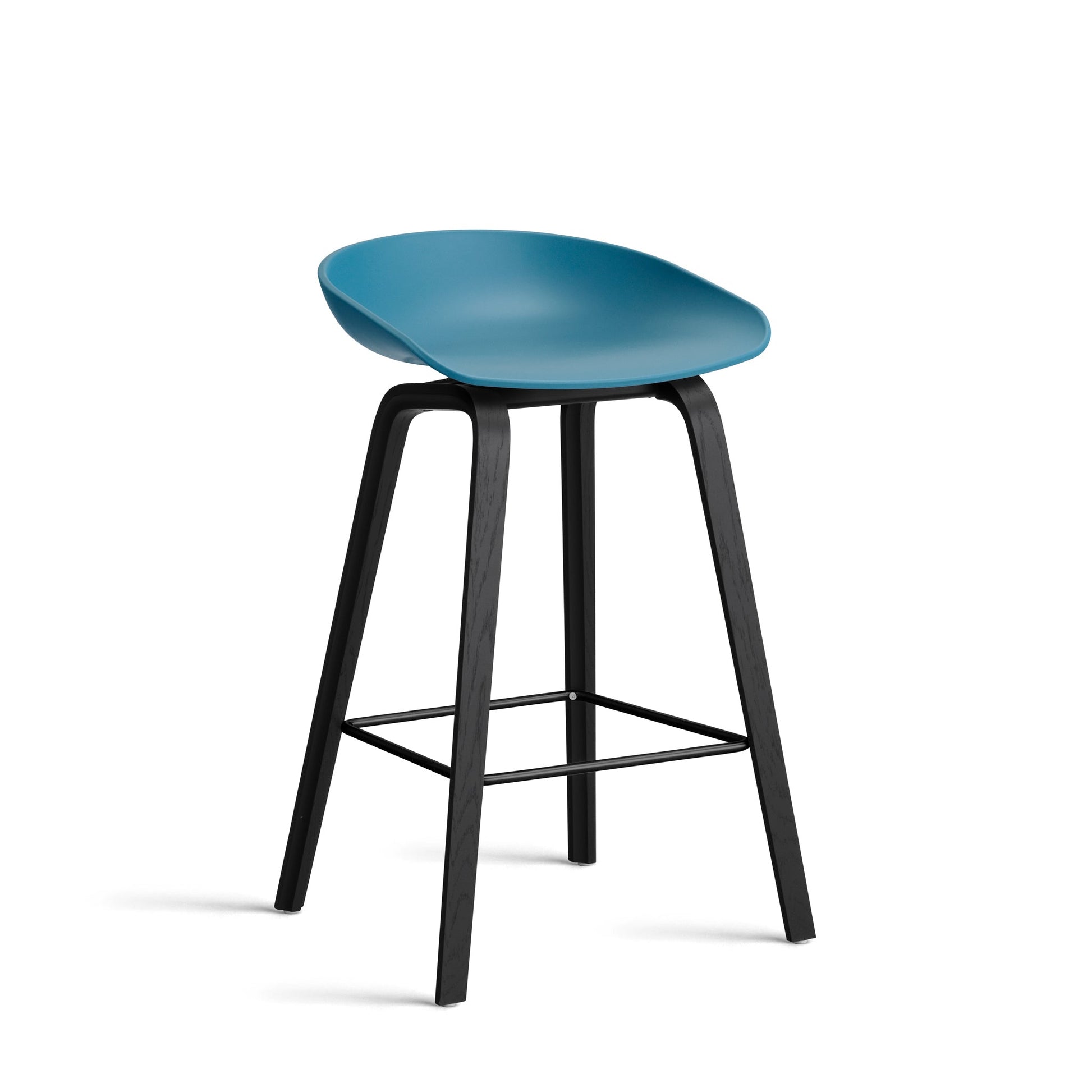 About A Stool Aas 32 by Hay #Polypropylene | Azure Blue/Oak | Black Water-Based Lacquered/Black Powder Coated Steel