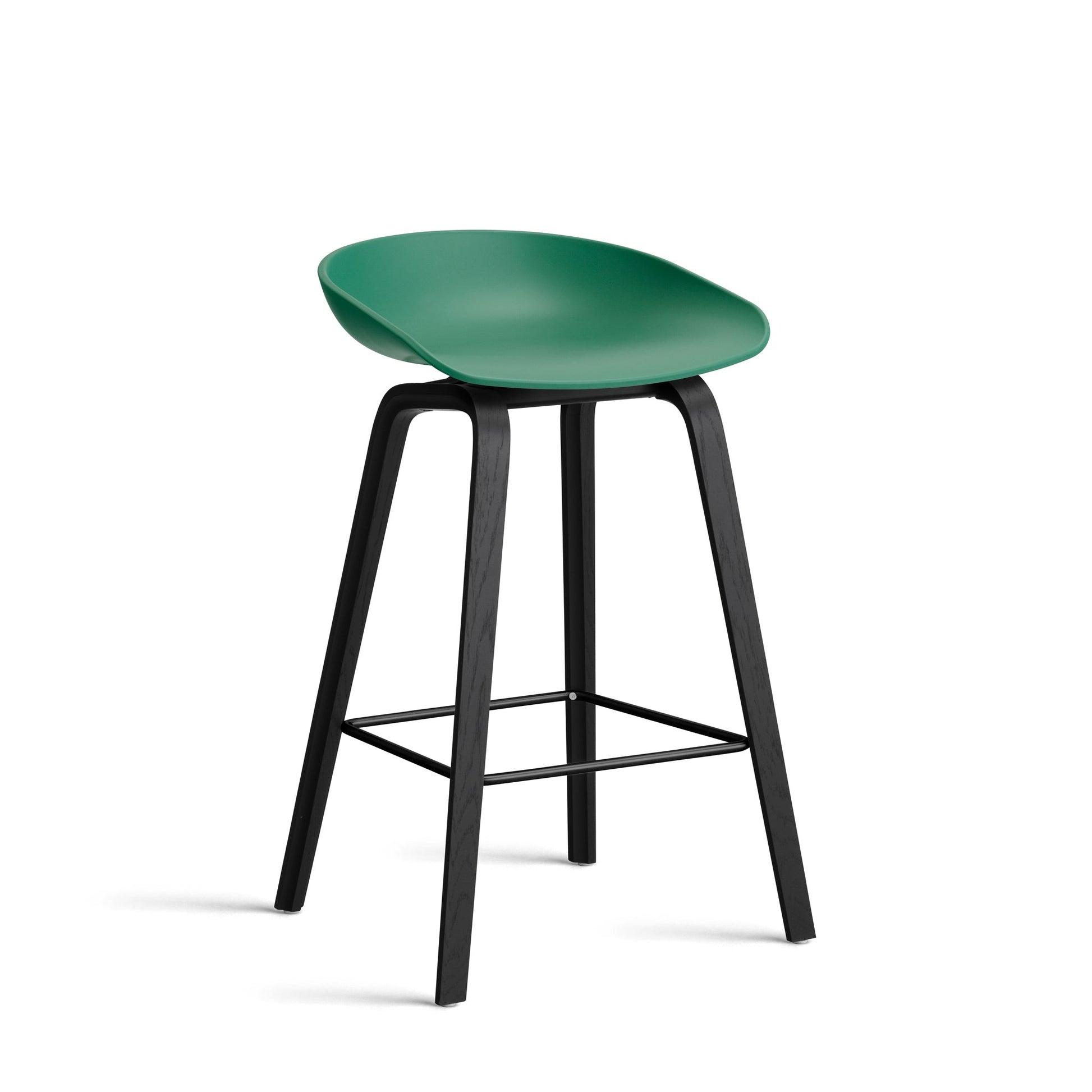 About A Stool Aas 32 by Hay #Polypropylene | Teal Green/Oak | Black Water-Based Lacquered/Black Powder Coated Steel